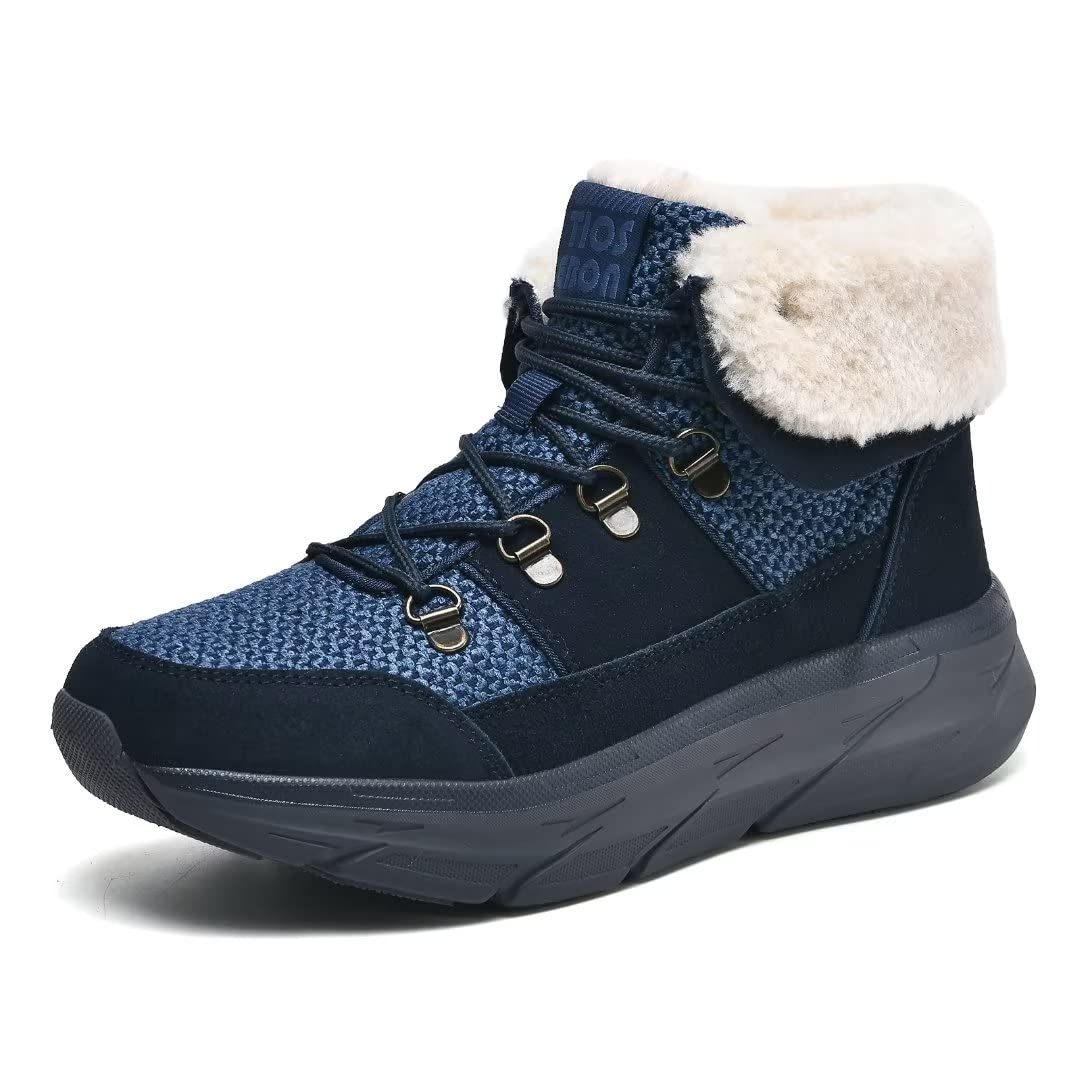 Wryweir Women Fashion Fur Lined Snow Boots Winter Snug Warm 6.5 Blue