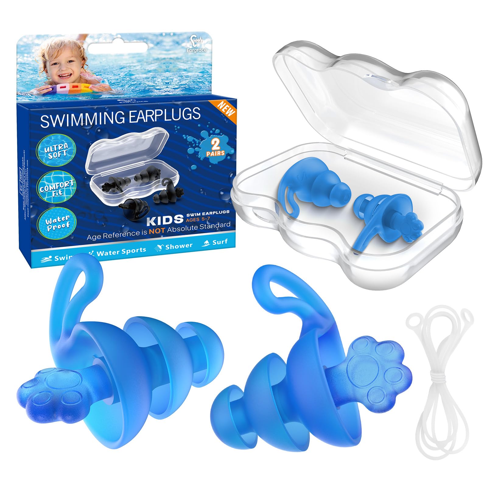 Kids' Waterproof Swimming Ear Plugs with Silicone Cord, 2 Pairs, Age 5-7 - Perfect for Bathing & Pool Fun-image-d482ead6-c3c1-403b-8d7d-9ebf4cb40f9d-63900
