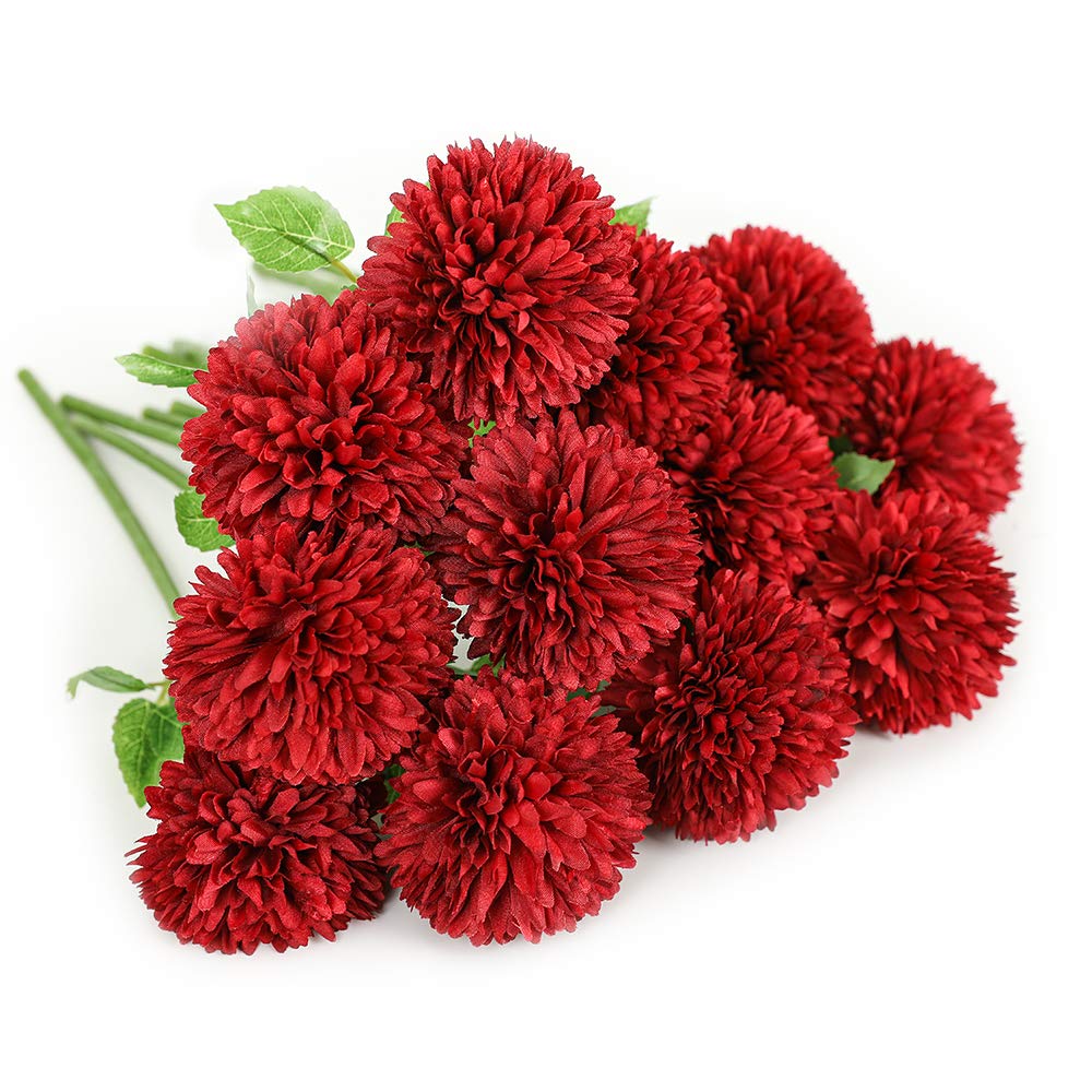 Floweroyal Artificial Hydrangea & Chrysanthemum Bouquet, 12 Pieces, Red - Elegant Home & Party Décor-image-3f27456b-2835-4cad-94f1-c4db34a9b965-56466