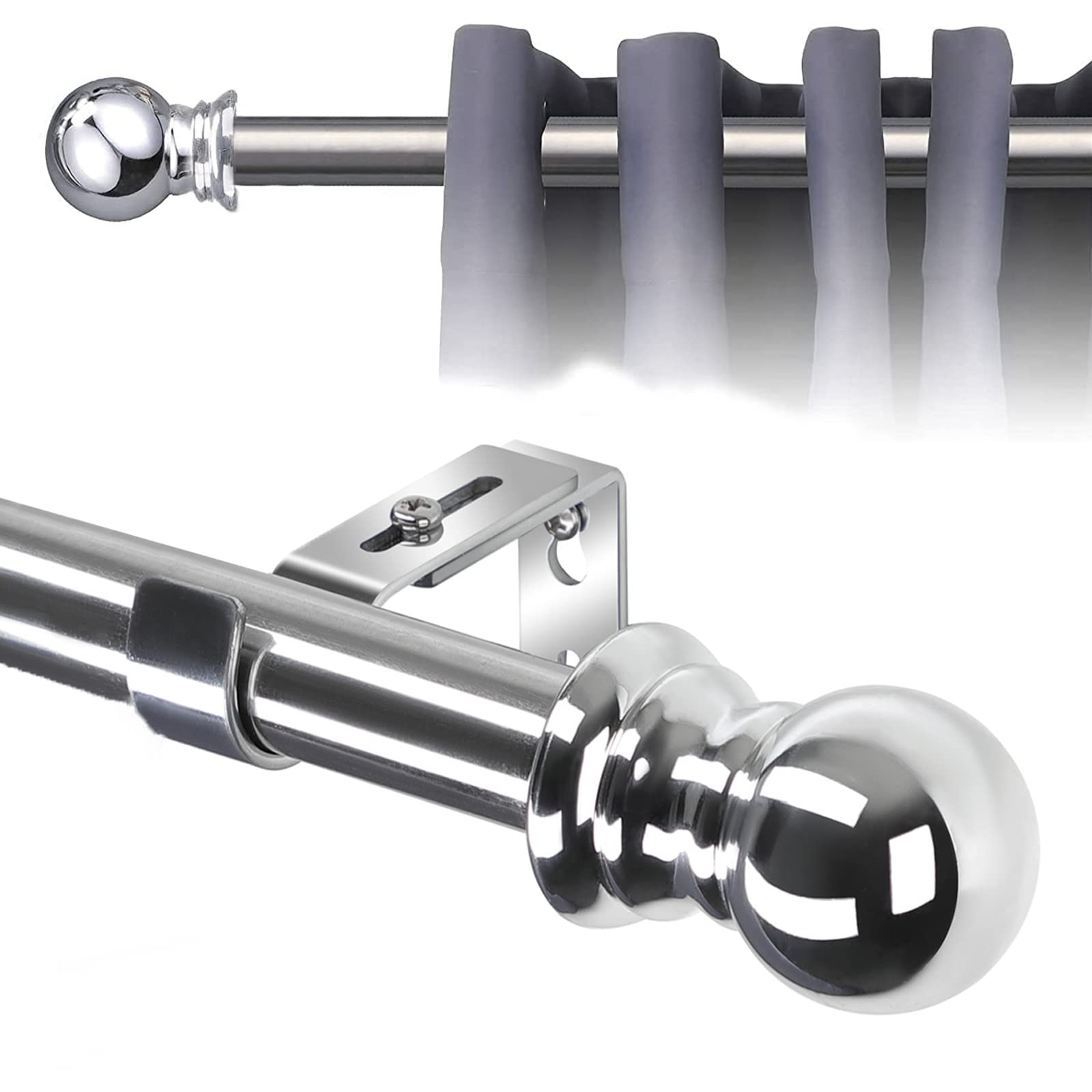Extendable Curtain Pole - Silver 76–221 cm-image-91272097-37cc-436b-816e-bfe24bd346ab-82492