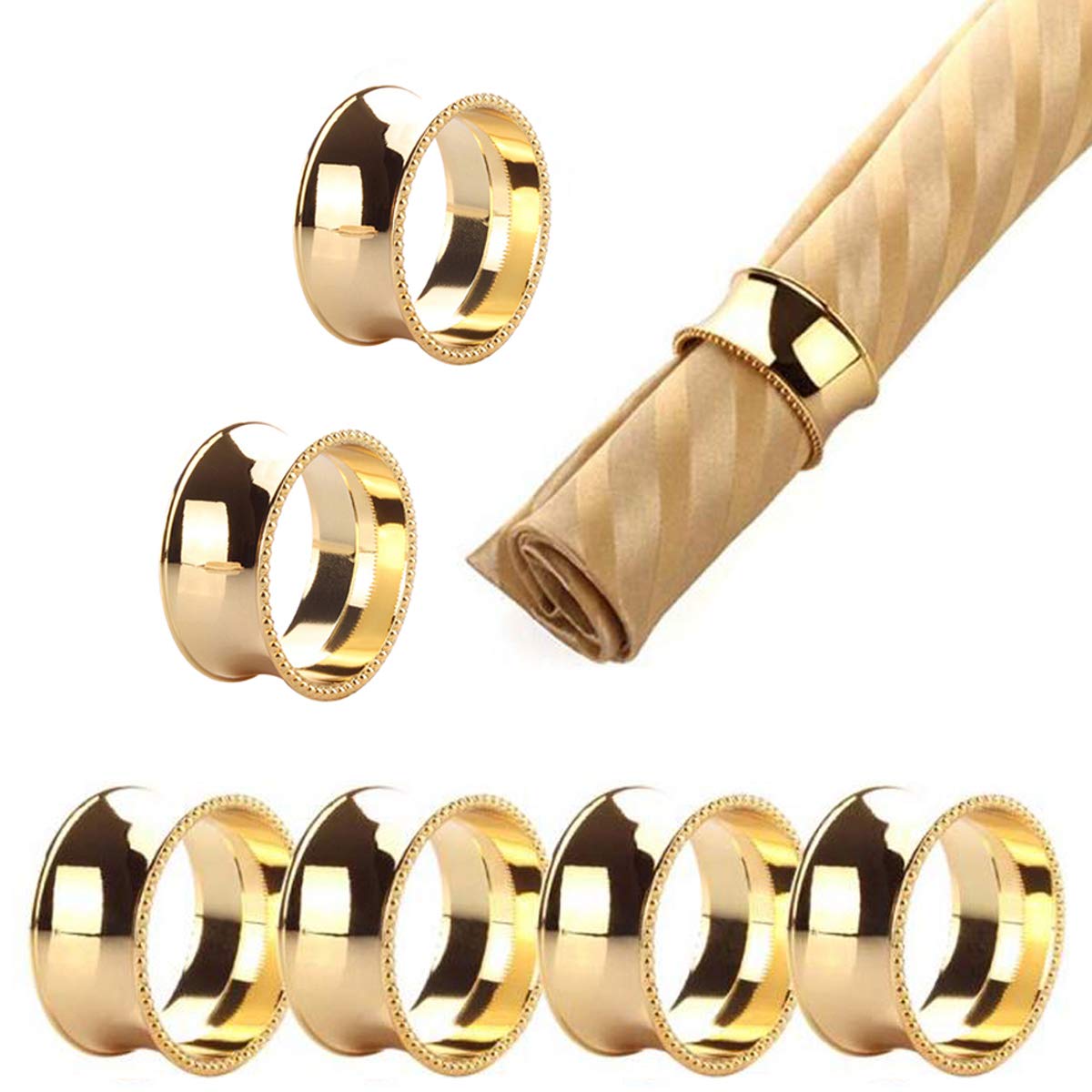 Techson Napkin Rings Set, Dinner Napkin Buckle Holder, Decor(Gold, 12-image-7dcb0a8a-ea2b-472c-8096-d09399b700c3-60846