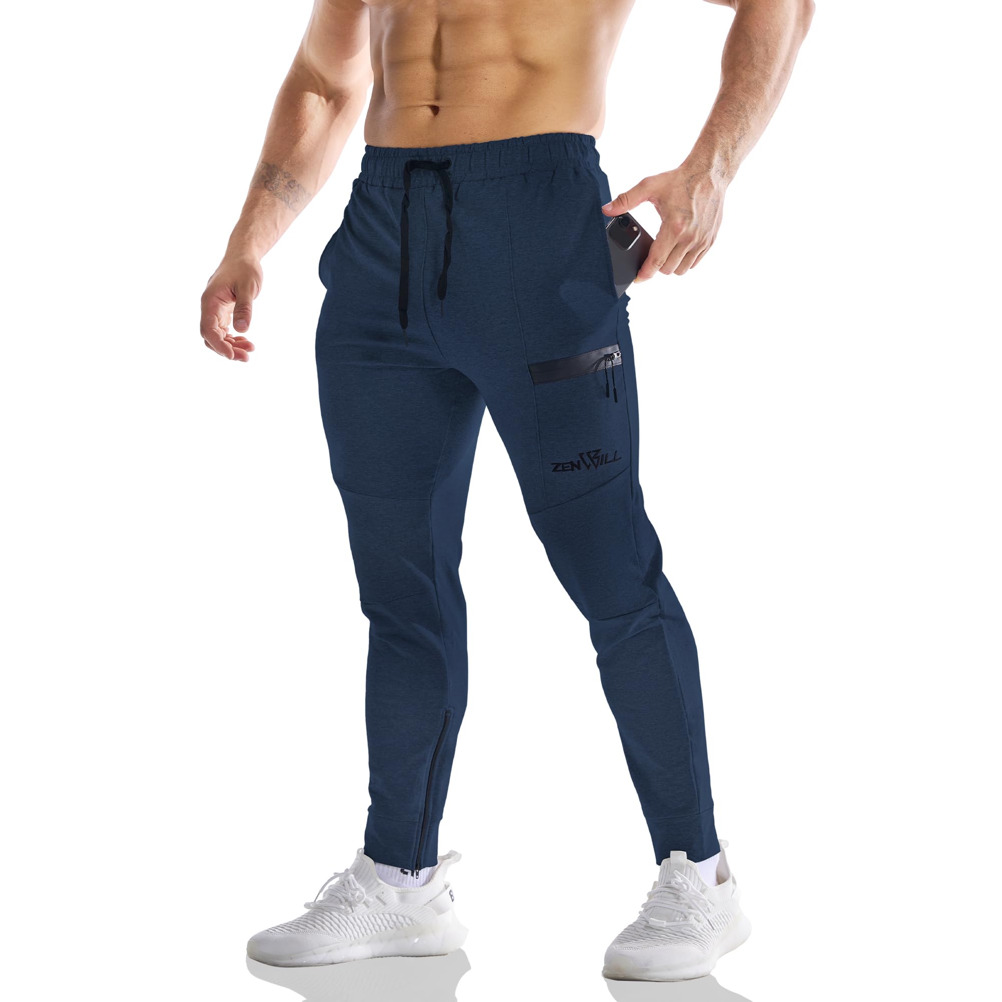 Men's Gym Joggers Zip Pockets - Navy Blue XXL-image-ba6f0419-42c1-4381-82f4-6c1b1777dcd5-111329