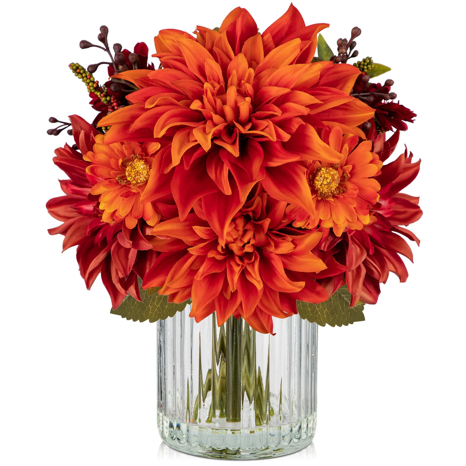 Artificial Dahlia Flowers in Vase - Orange 11.8 inch-image-9334e2a3-8e55-4e99-927e-fd3078bc1d1f-96231