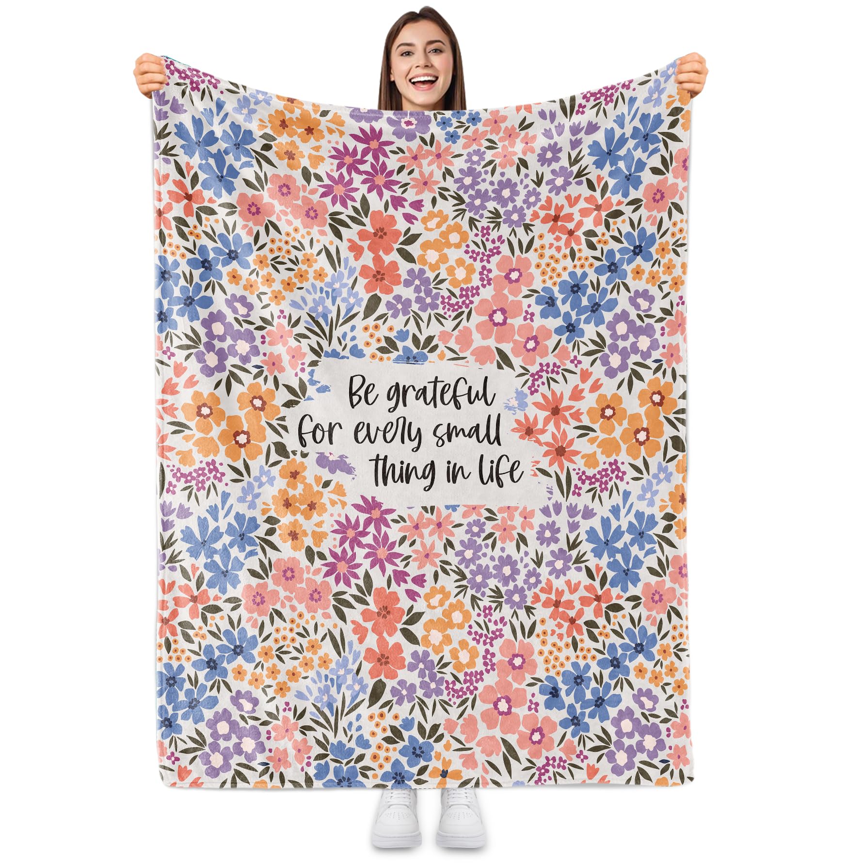 Floral Boho Throw Blanket, Soft Lightweight Flannel, Warm Fleece Gift for Women, 50"x60"-image-73f33459-101c-4806-8533-f629f3ceec55-66549