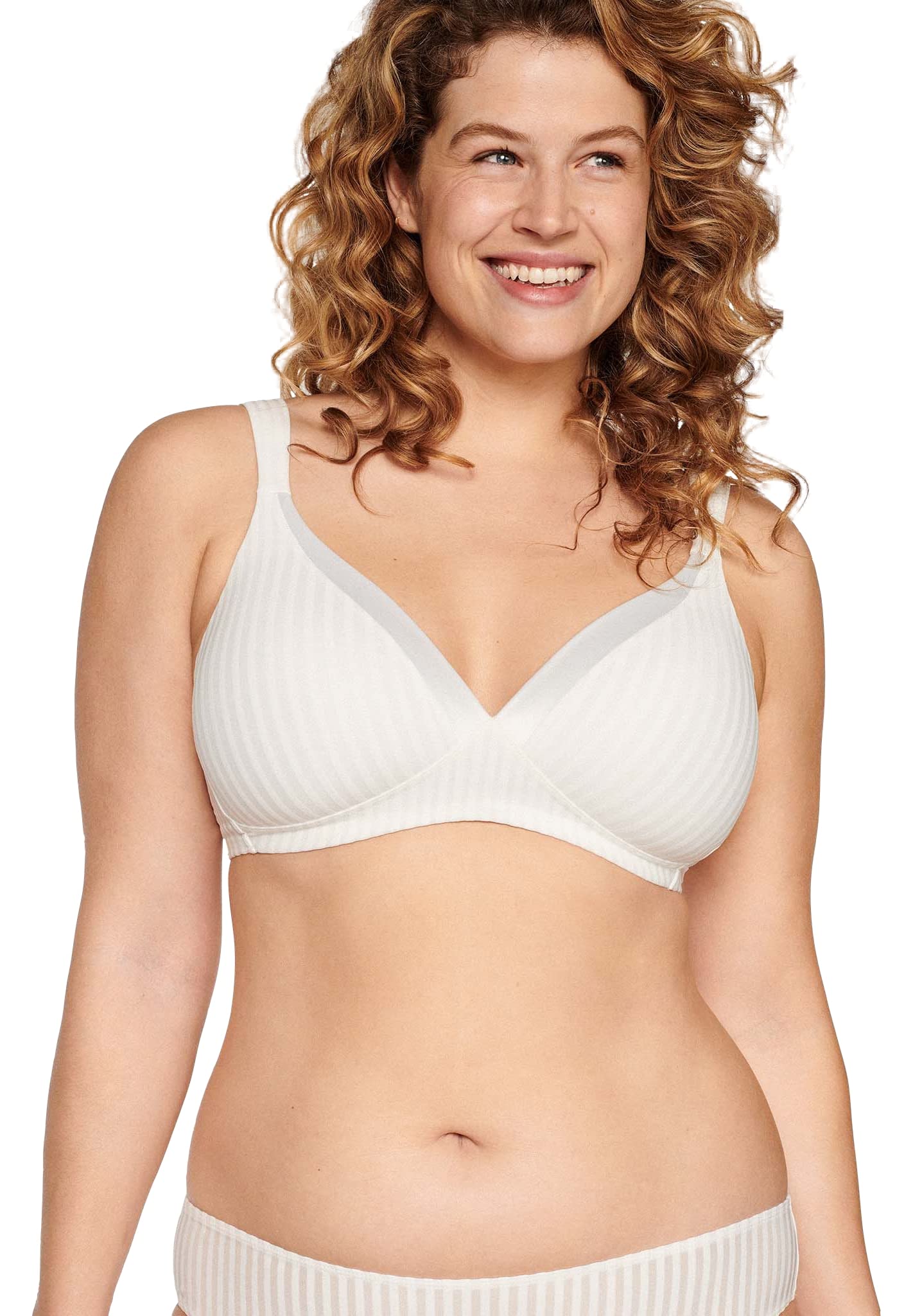 Women's Striped Soft Cup Bra - Ecru 36D-image-e158af53-f7f6-461e-8cdd-e57b789f87b6-94768