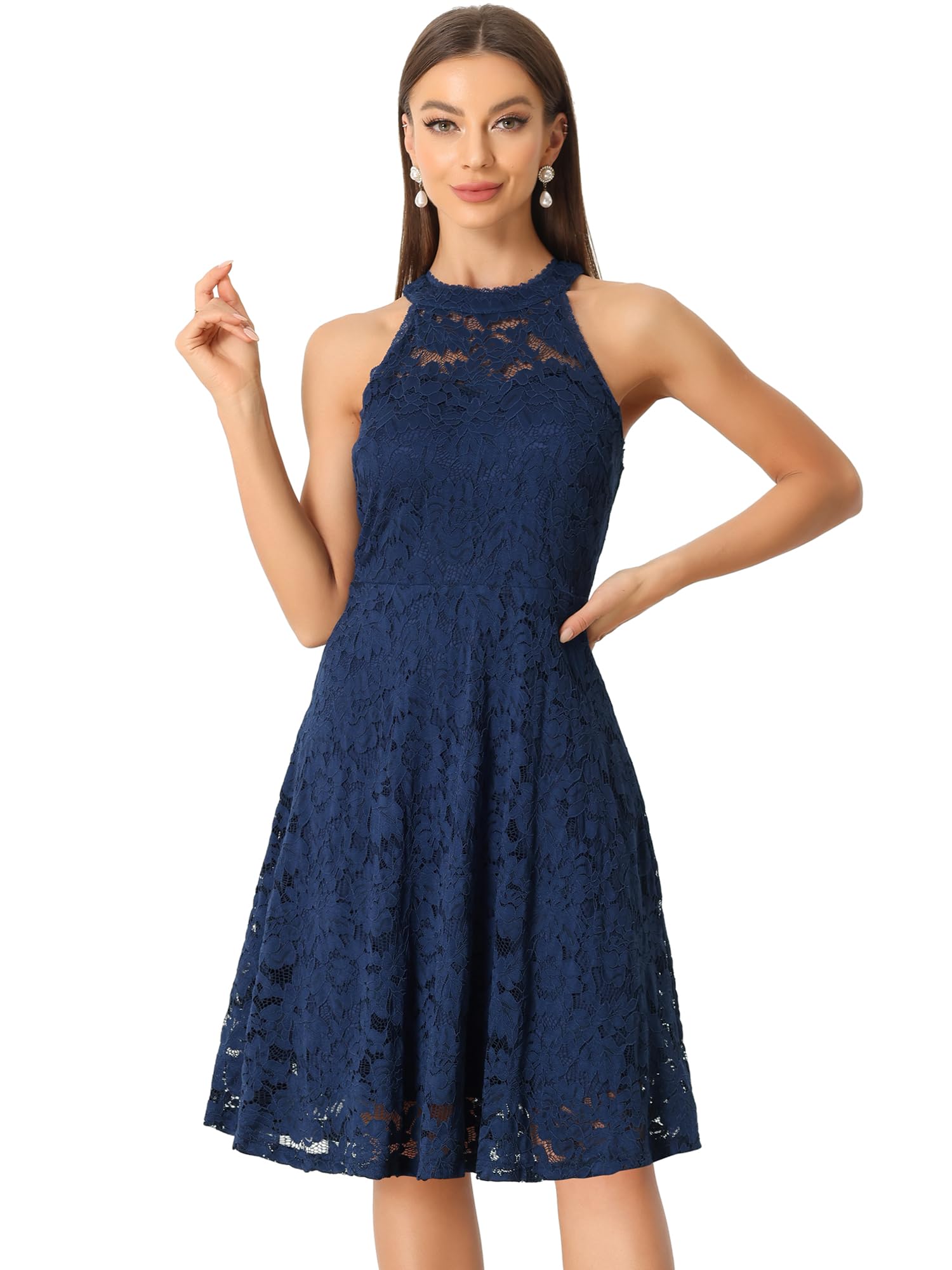 Women's Lace Halter Dress - Dark Blue L-image-4930cba9-860f-45eb-b616-b922a43c632c-114136