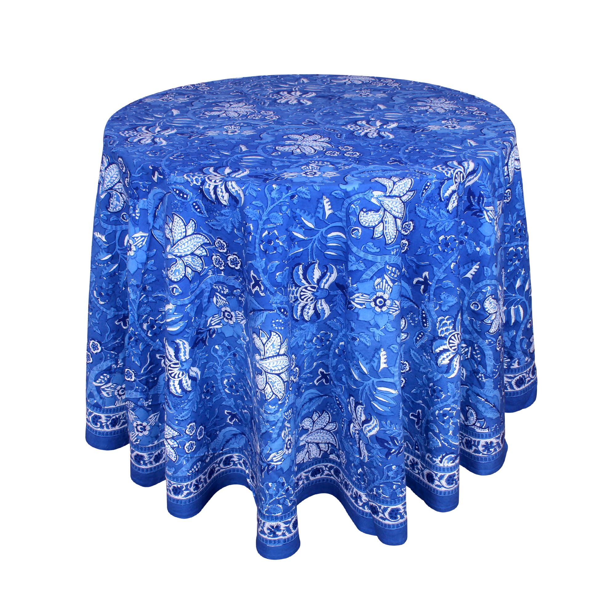Cotton Block Print Tablecloth - Navy Blue 72 inch-image-7d5f9e78-832f-4510-a2f7-1d4dc973d909-116346