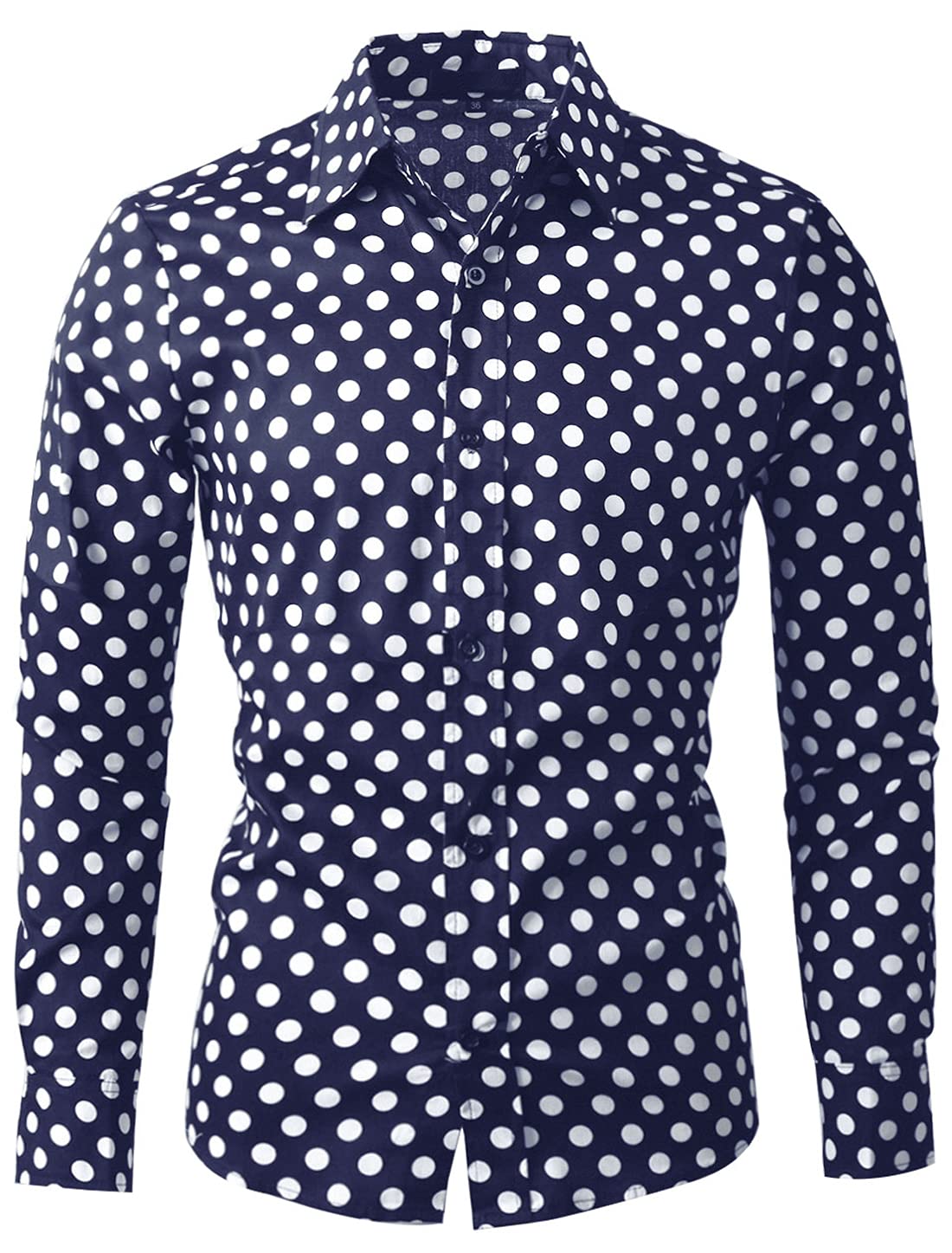 Men’s Shirts Polka Dots Long Sleeve Slim Fit Printed Uxcell Blue XL Men’s Shirts Polka Dots Long Sleeve Slim Fit Printed Uxcell Blue XL