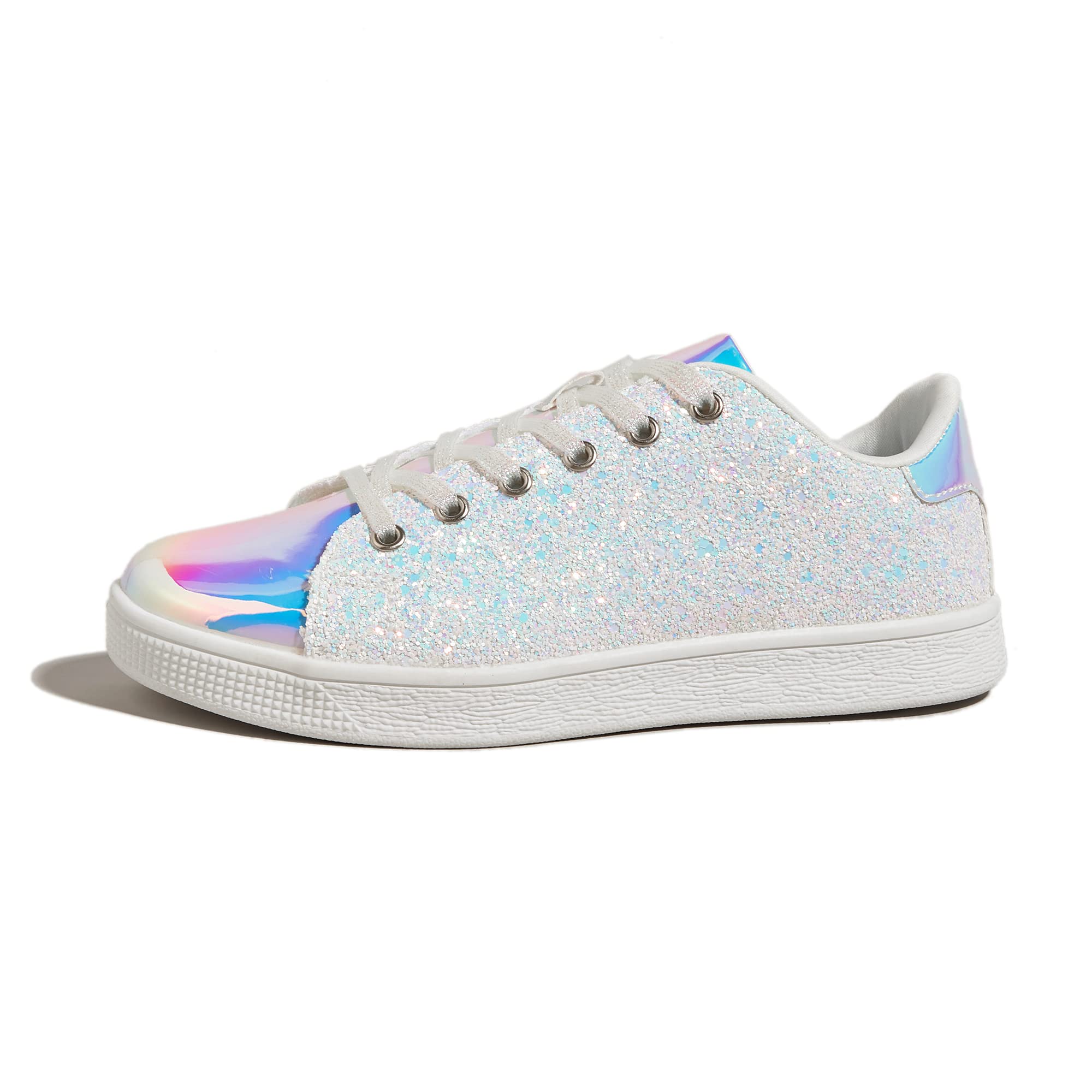Women's Glitter Trainers - White Hologram 6UK-image-f6aa9f64-fe44-4be9-8401-e40fdf10e65a-87019