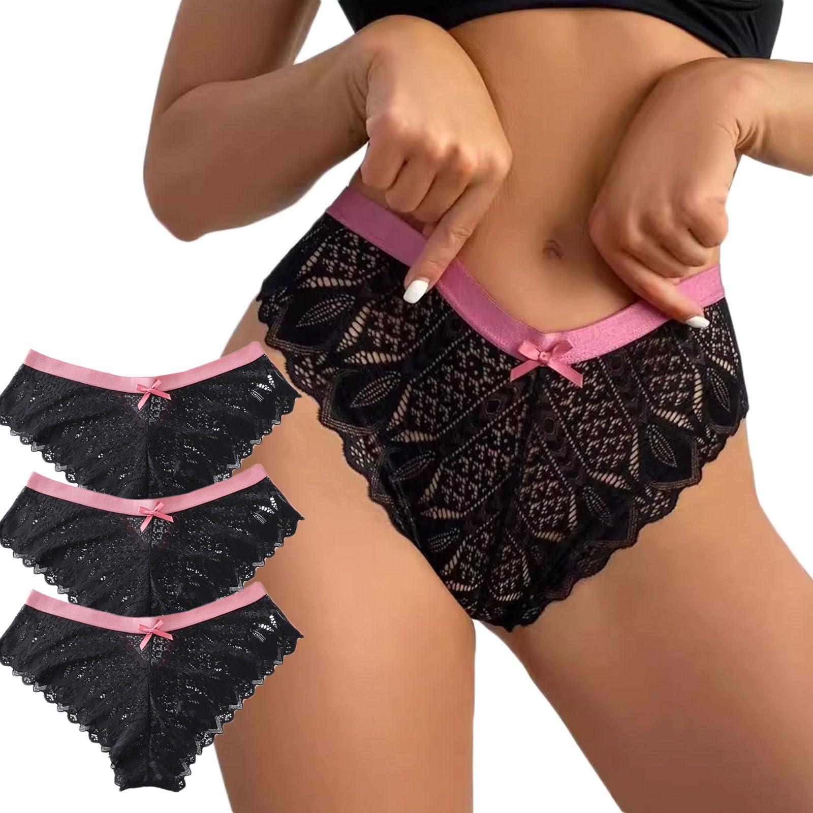 AUTUCAU Cheeky Underwear for Women Lace Floral No Sexy Seamless 3-Pack-image-e6ff87bc-3a49-4b63-81f1-785212b9a19b-57707