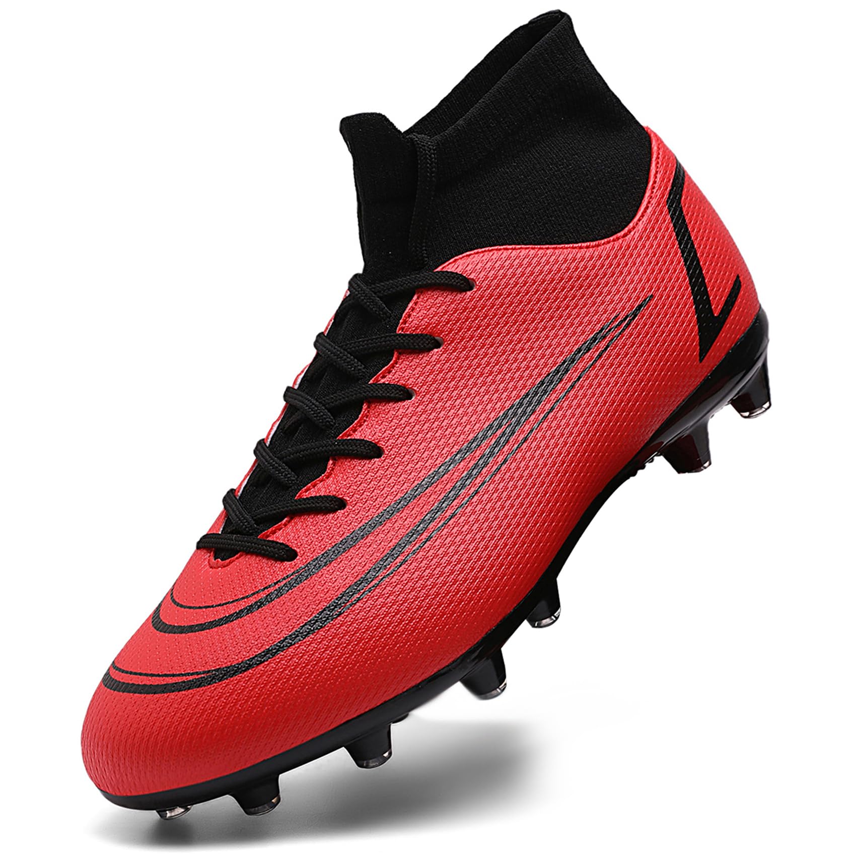 High-Top Astro Turf Football Boots - Red 8 UK-image-f3fe3dd2-9366-46c3-9278-8b3229c4063a-80531