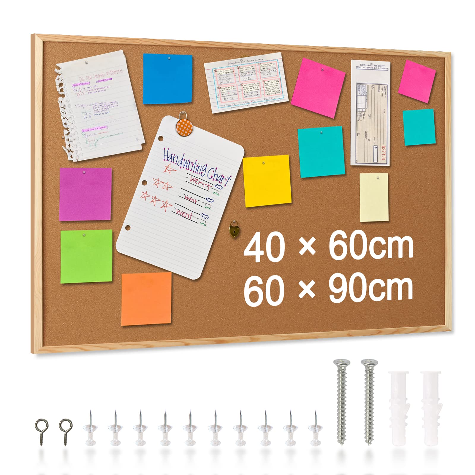 Cork Notice Board with 6 Pins - Wood Frame Double-Sided 90x60cm-image-ac2842e4-e09d-482c-a0a6-3be0eeeb76eb-108003