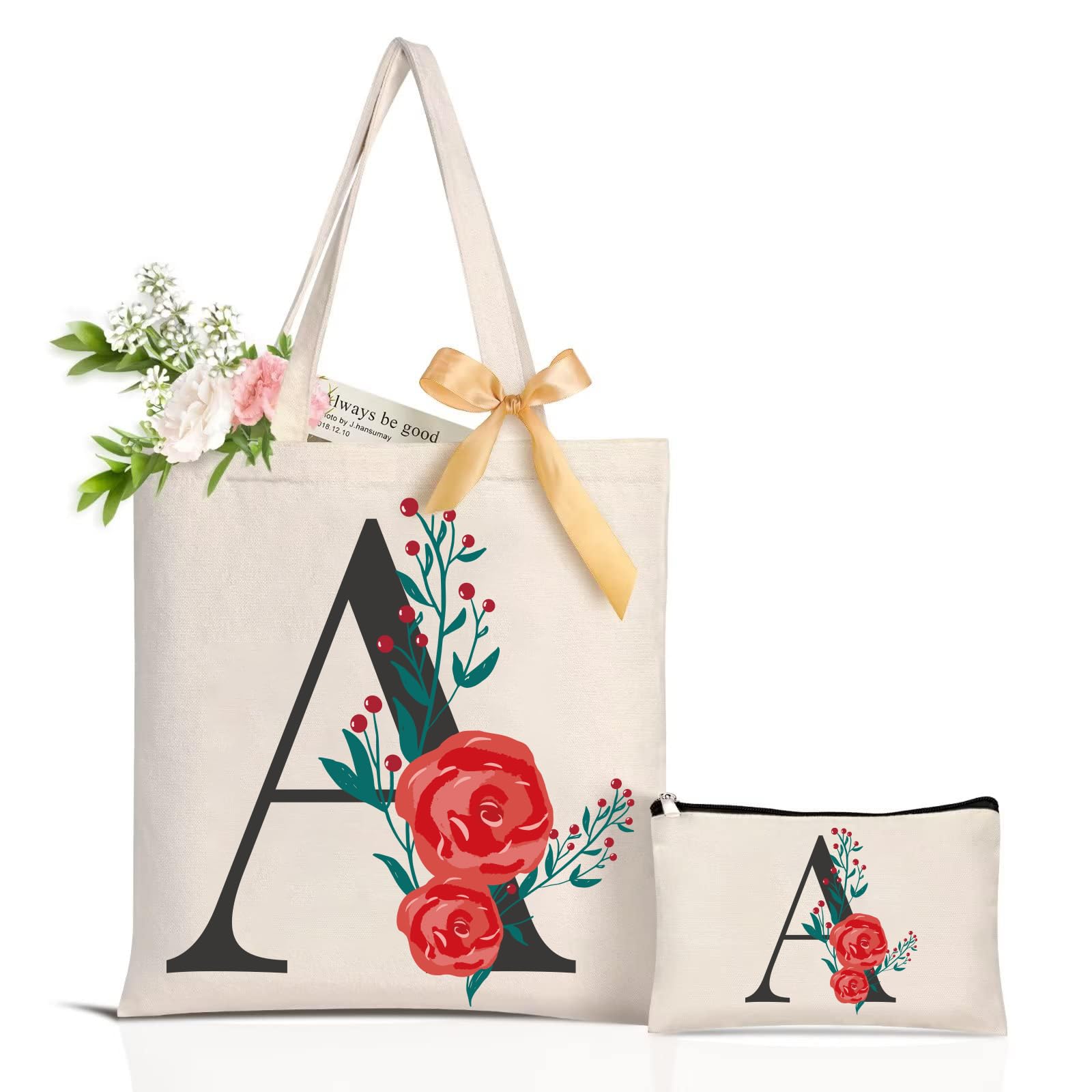 Canvas Tote Bag, Floral Canvas Bags Gifts for Bridesmaid, Reusable-image-72f477b0-ec1b-4b4e-9511-f35e5bf5ec09-43345