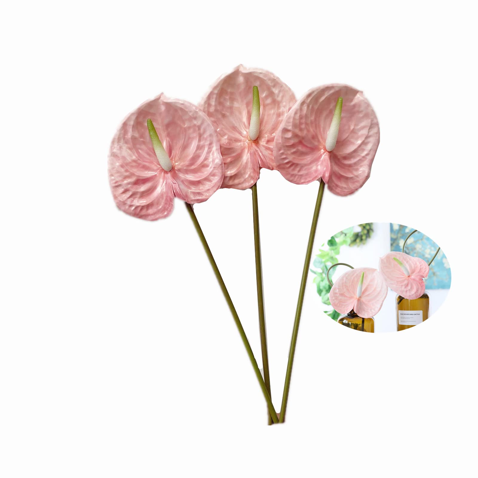 Rikyo 26 "Artificial Anthurium Lily Flowers Permanent Flower,3 Pcs Tropic