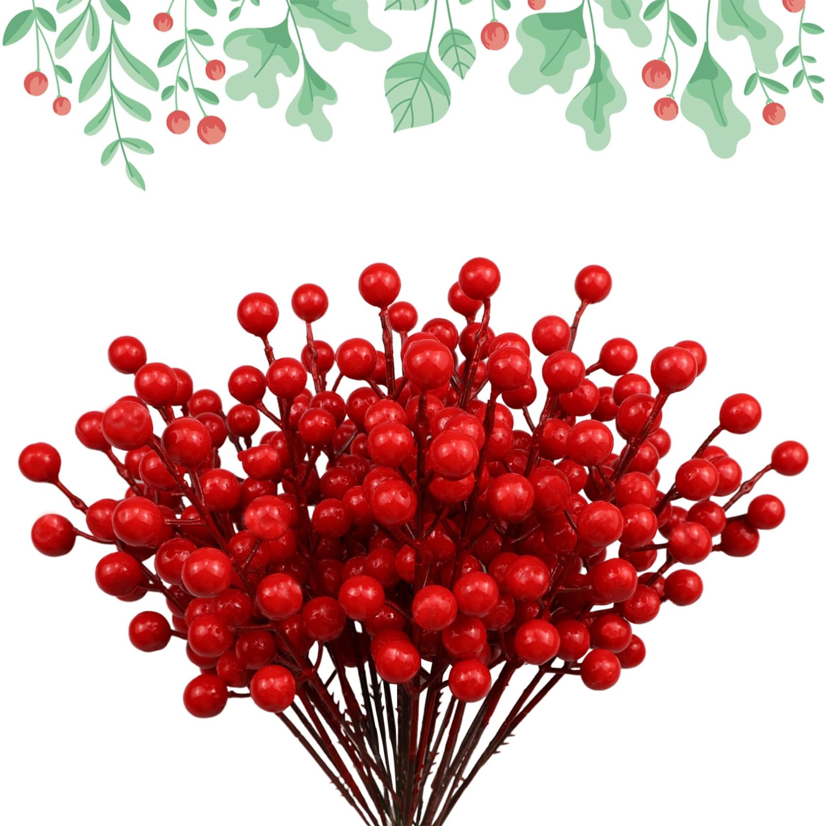Ikosora PCS Berry Stems, Artificial Berries, Christmas 30 Red Red Red-image-dd904a31-c18a-4c4c-acef-130df771eba5-53381