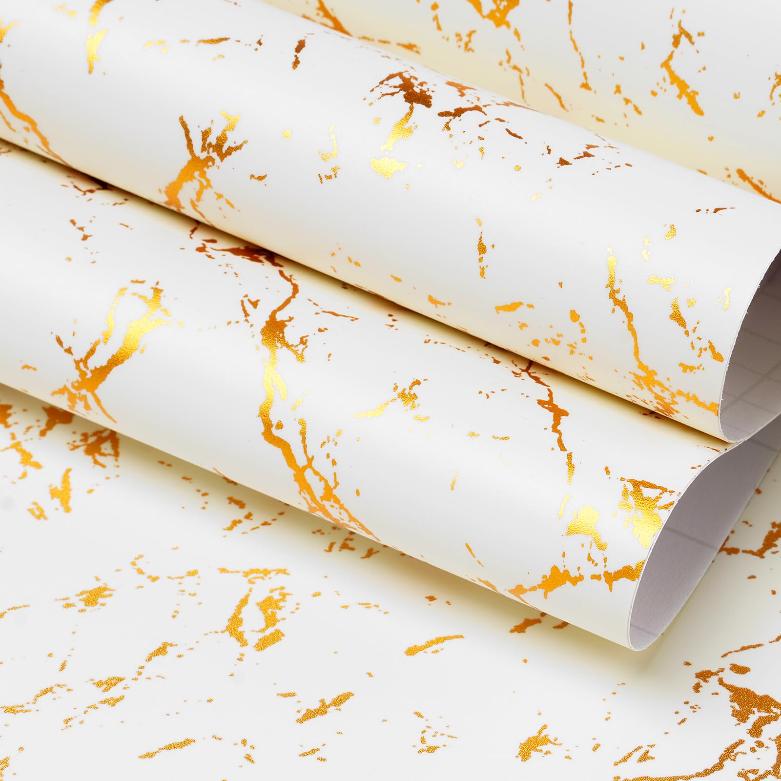Marble Effect Peel & Stick Wallpaper - White Gold 60cm x 5m