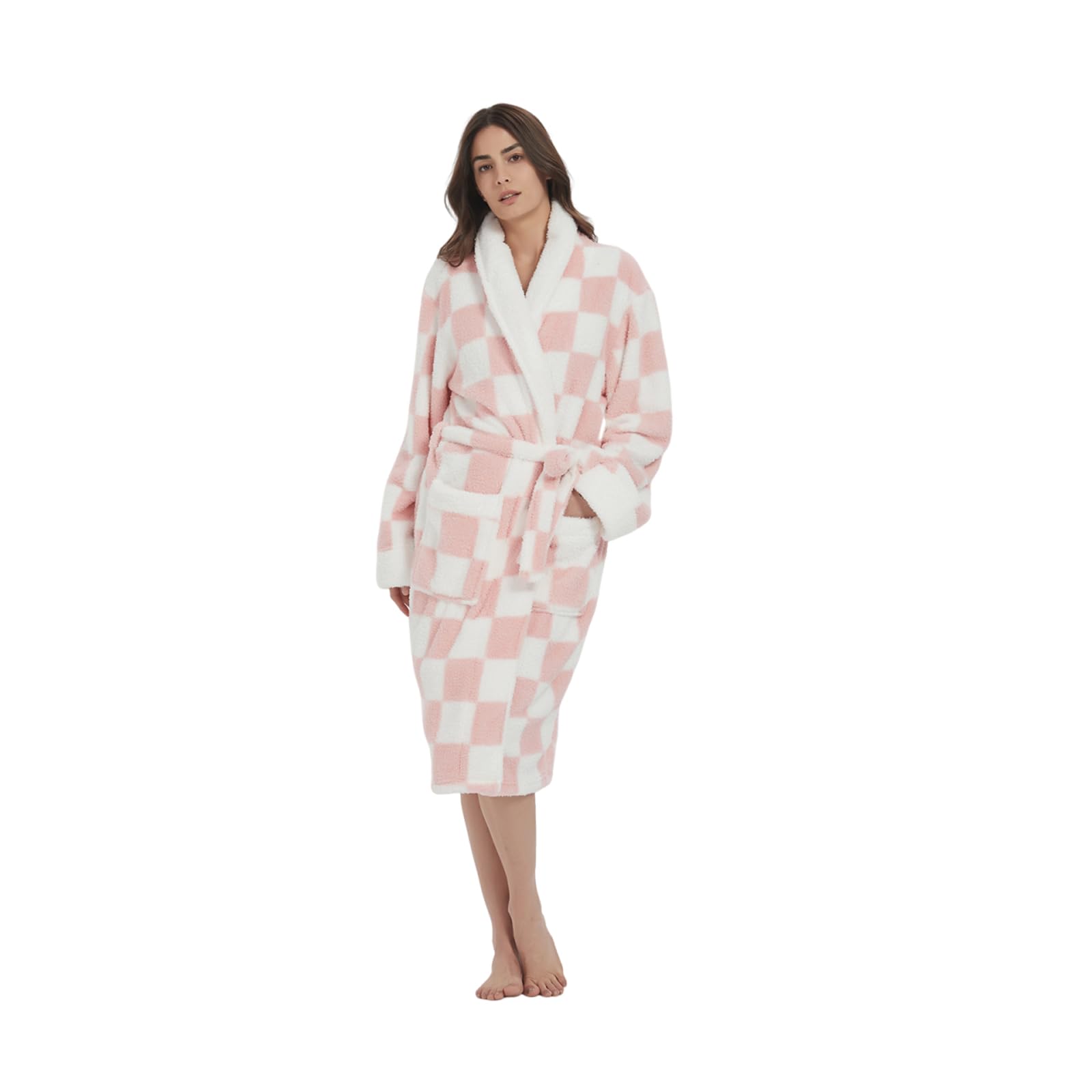 Women's Checkered Dressing Gown - Pink Checkered M-L-image-69efdc09-803f-4db7-99d5-ea9c0b7218d9-96061