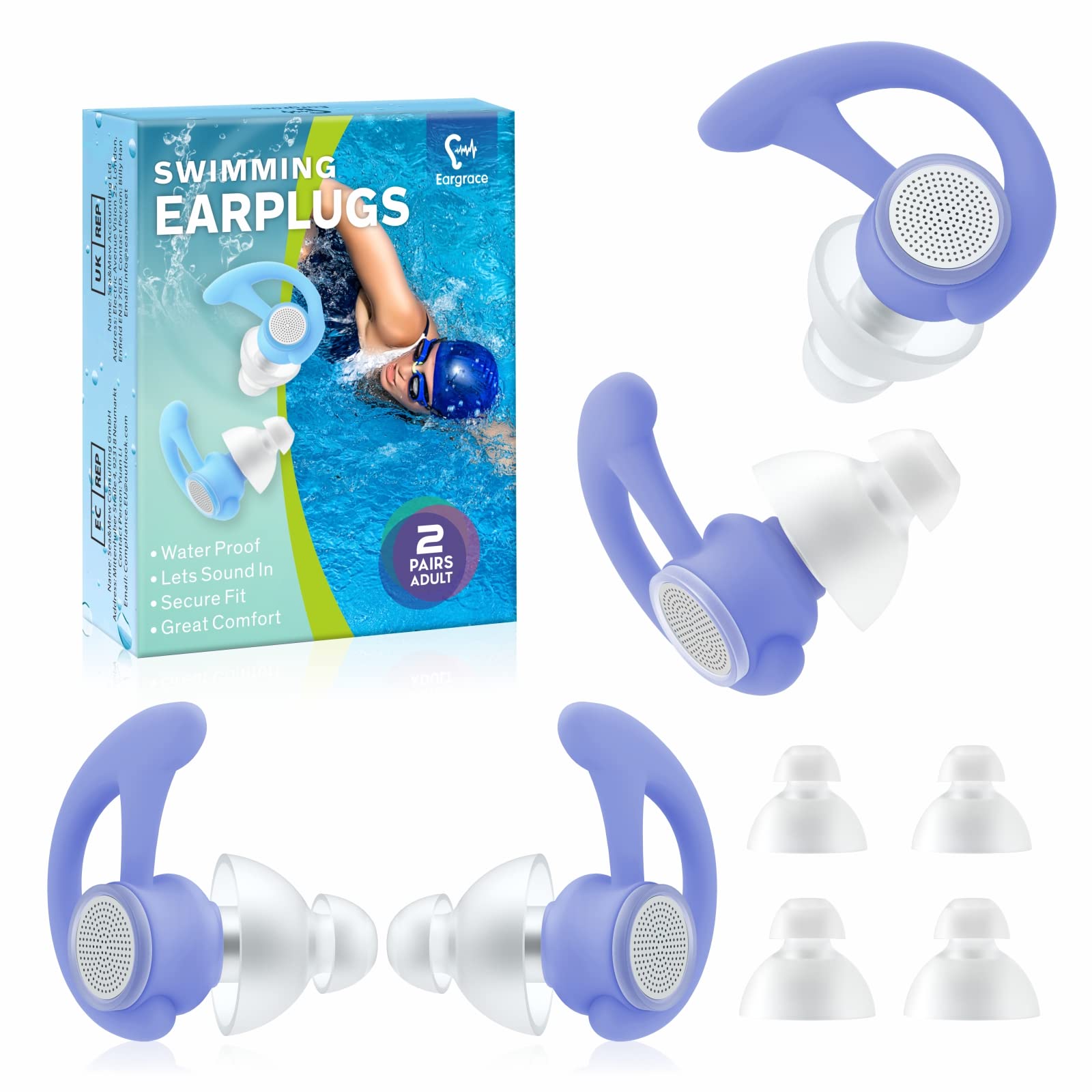 Swimming Ear Plugs, Pairs Waterproof Ultra Comfy Reusable Swimming 2-image-48e0c41f-9eae-4bb0-8b16-b59d4abebb4e-54958