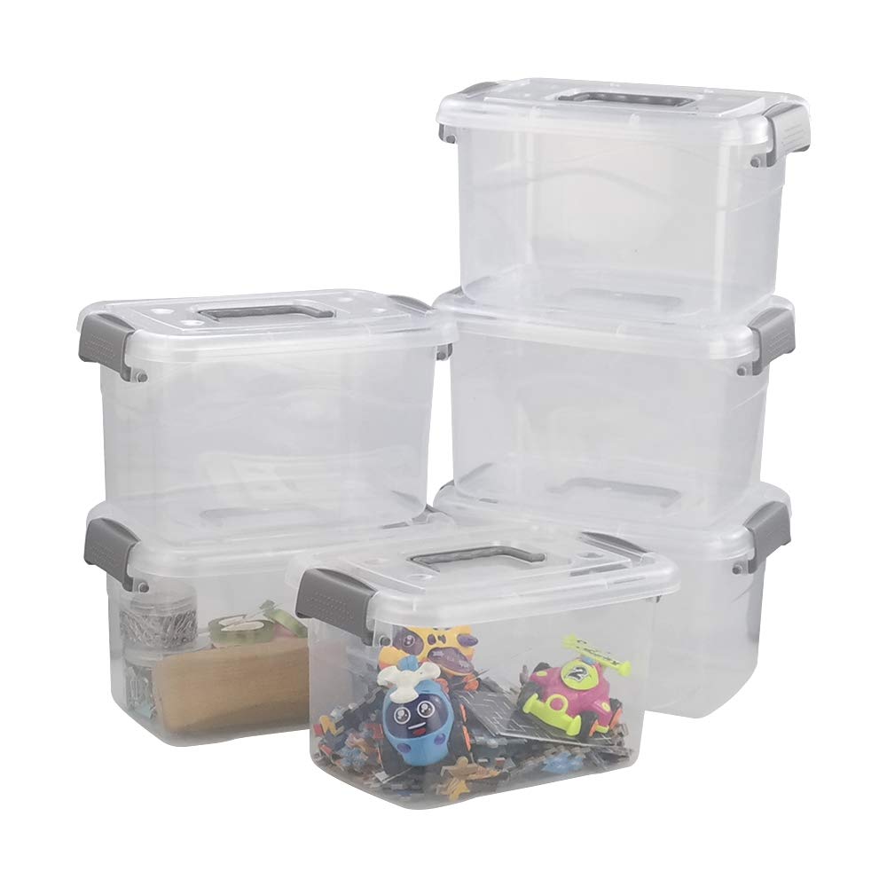 5L Clear Storage Boxes Set of 6 - Grey Handle-image-b4915c79-37d4-43d7-ab54-84104dea0317-110000