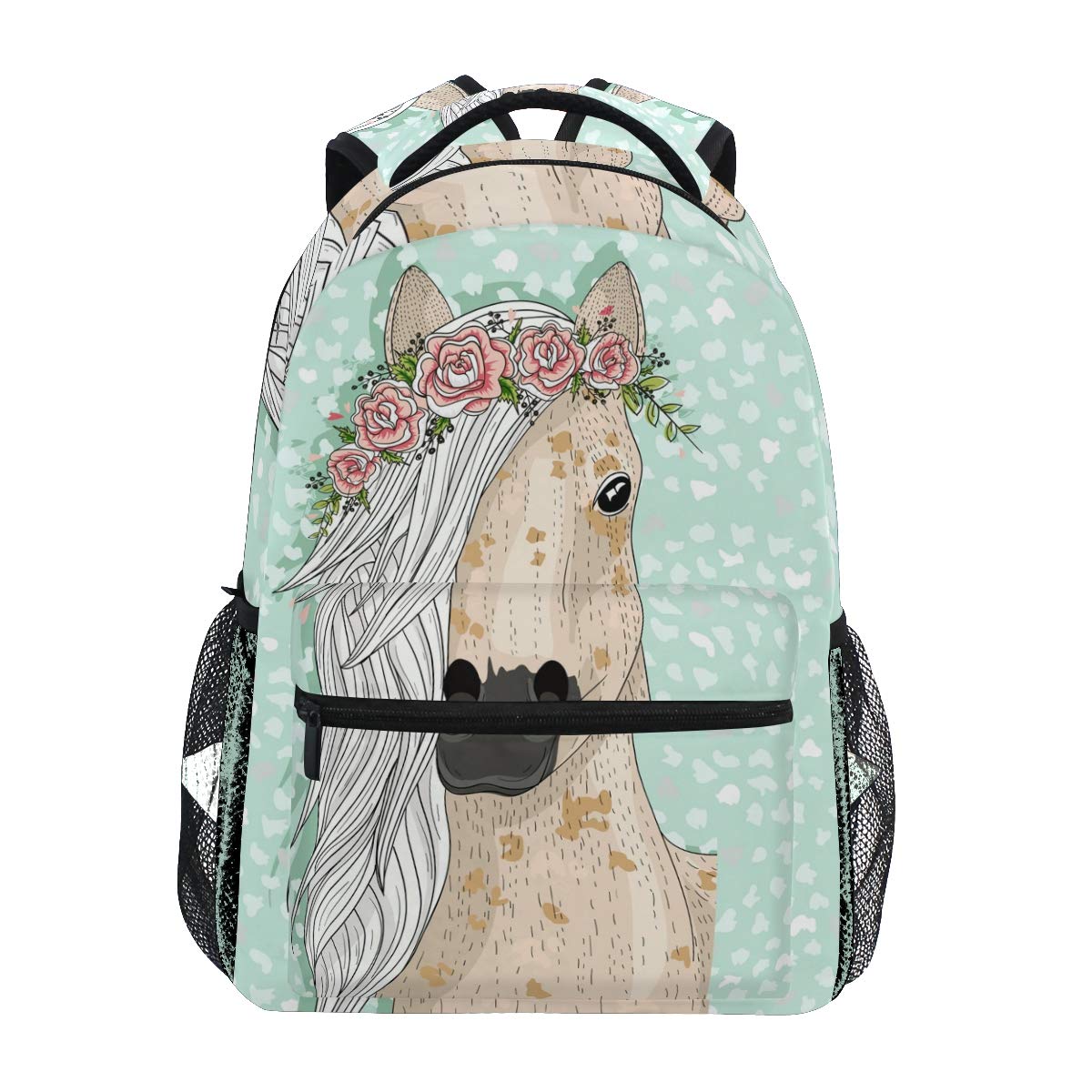 Kids Horse Print School Backpack - Multicolour One Size-image-768fa6e8-693e-4db9-b41a-ade4550bf40b-116310