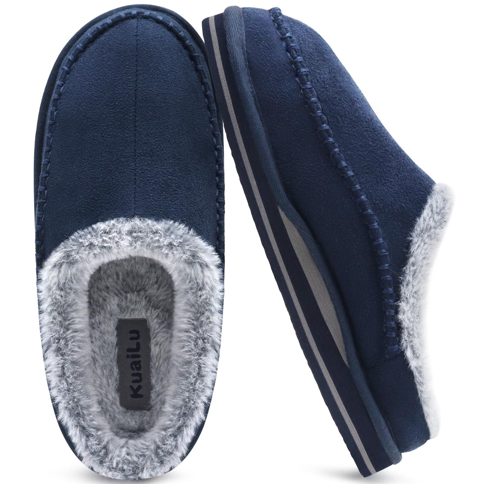 Men's Memory Foam Slippers - Fur Blue UK 6-image-2753f067-dc4b-45b7-8716-8d1984f7dffb-104613