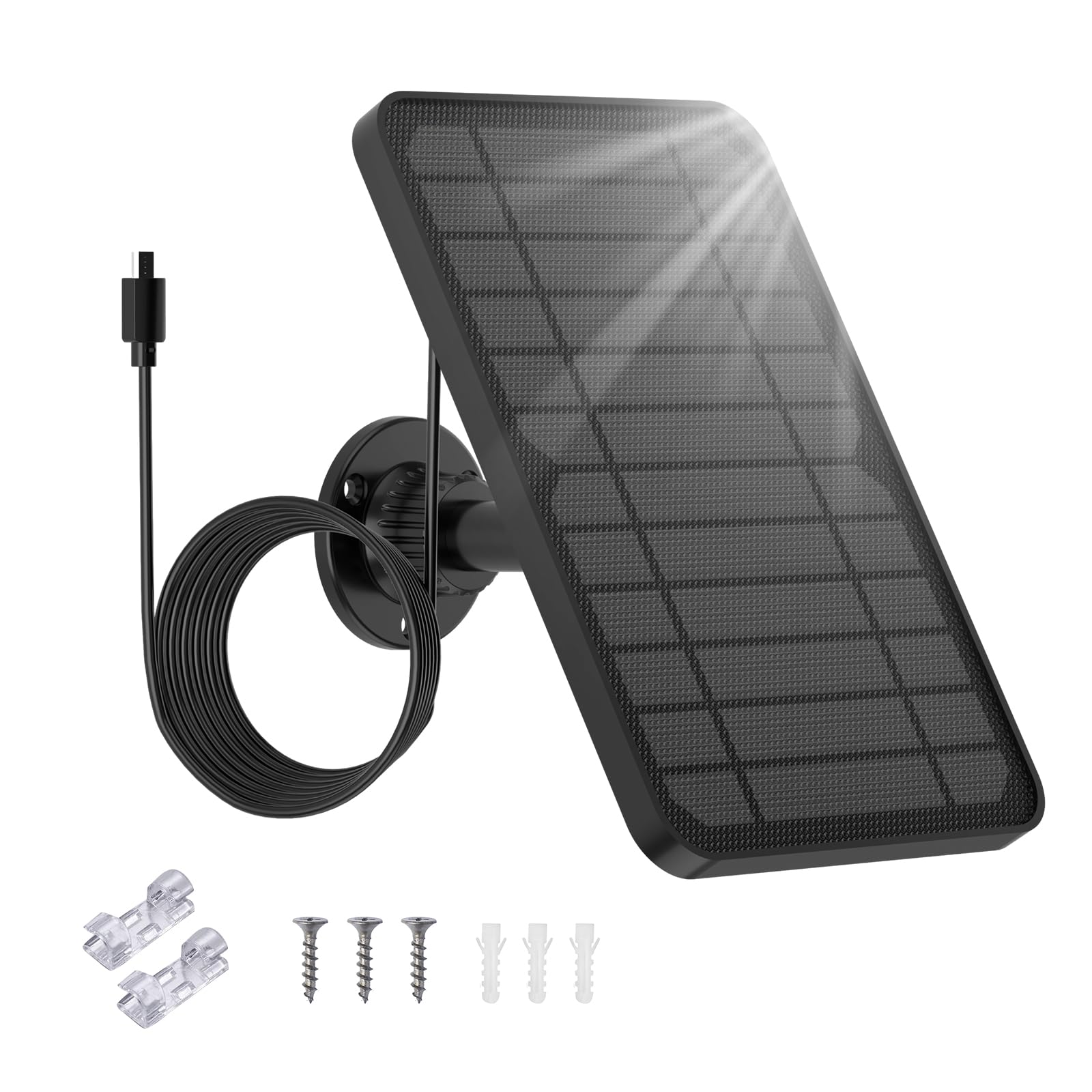 Solar Panel Charger for Blink Cameras - 5V 5W Black-image-043031d8-6cc7-4a68-97d4-b5dd312d245d-82854