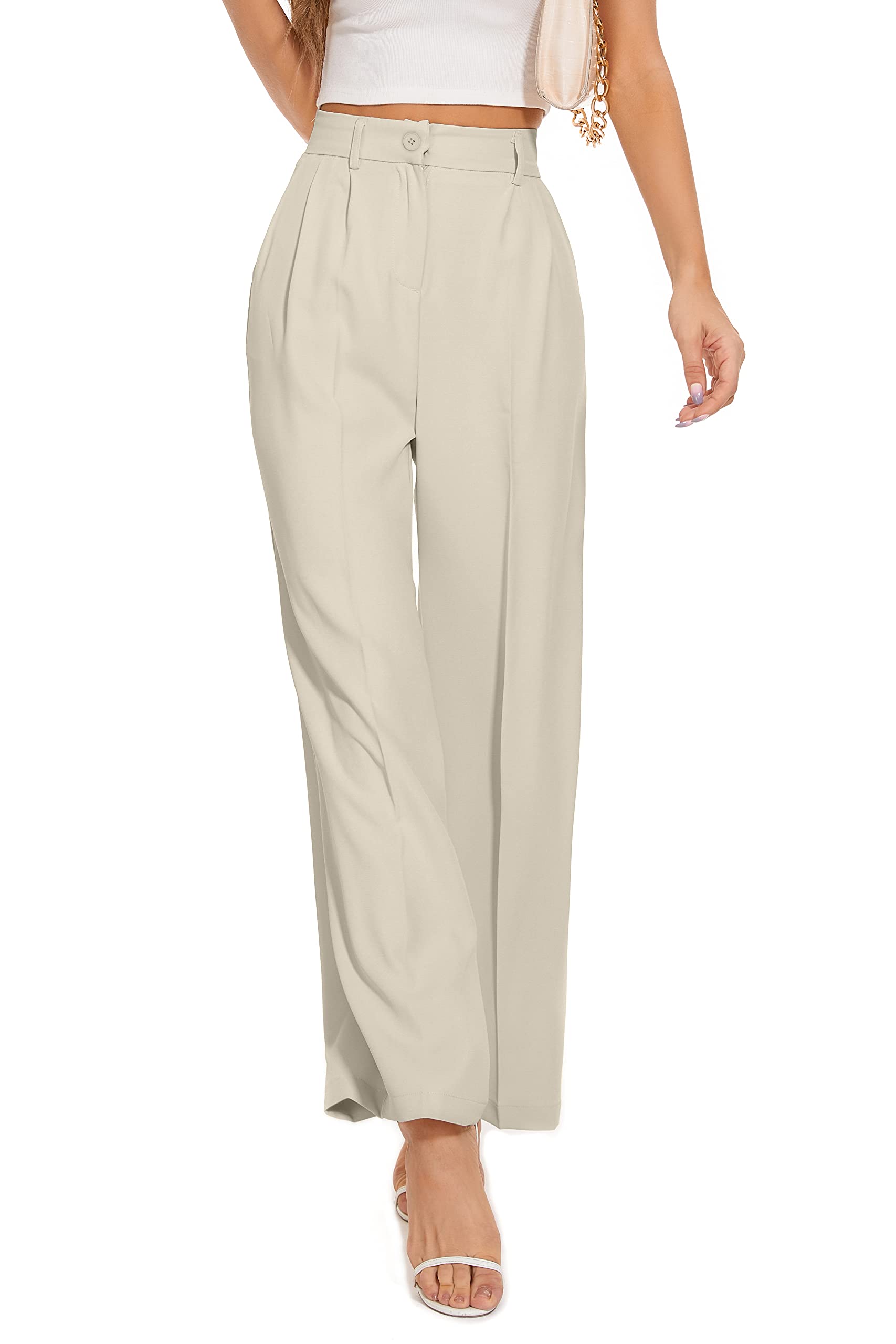 Women's Wide Leg Trousers - Off White M-image-b85120f2-6f51-48b1-8c3b-49da100e3aa7-105531