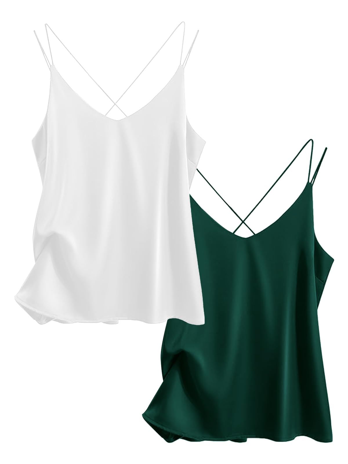 Women's Satin Cami Tops 2-Pack - Cross Back-image-f508773c-a159-48a3-acde-a7f9ab441ddf-82664
