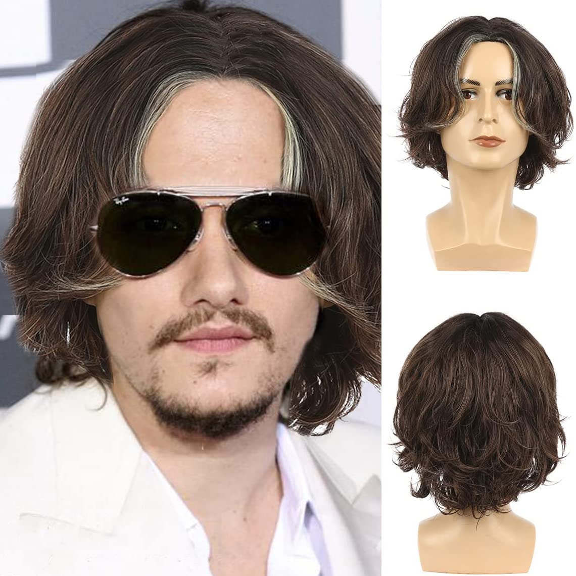 Baruisi Mens Wig Short Fluffy Brown Synthetic Halloween Costume Party-image-3d4f8a1c-b7eb-41df-ac02-0d621de8e21a-59433