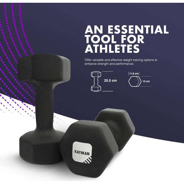 KAYMAN Neoprene Dumbbells With Free Poster Weight Set For Home