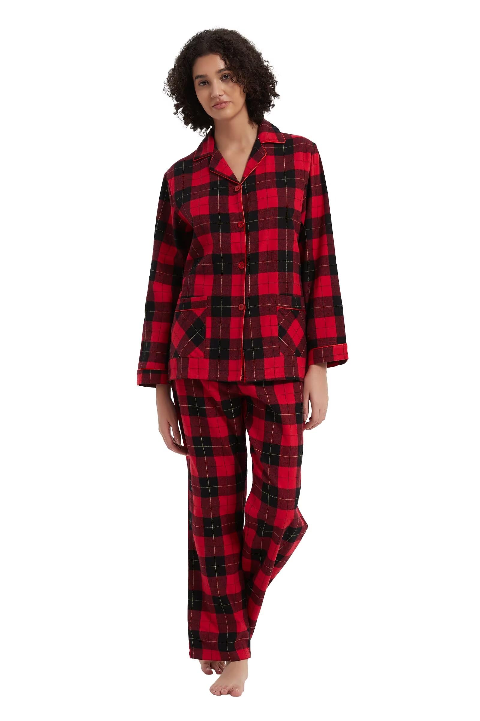 Women's Flannel Pyjama Set - Red and Black Plaid L-image-2f4a6853-900d-4c8a-a783-5953284e3b67-112838