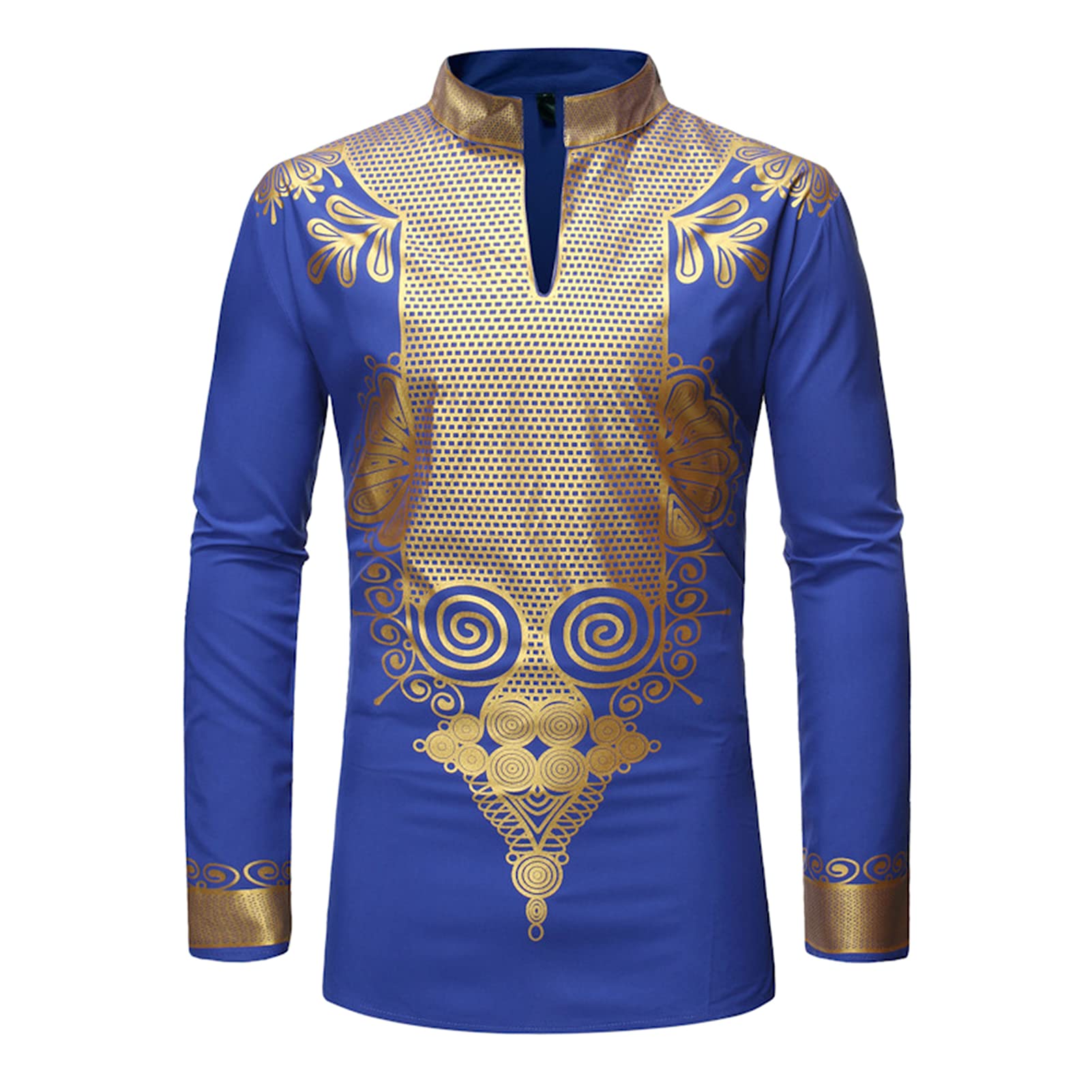 Men's Dashiki Long Sleeve Shirt - Blue L-image-0673c0cd-ad32-4e84-86b9-d60f1f4487b2-101313