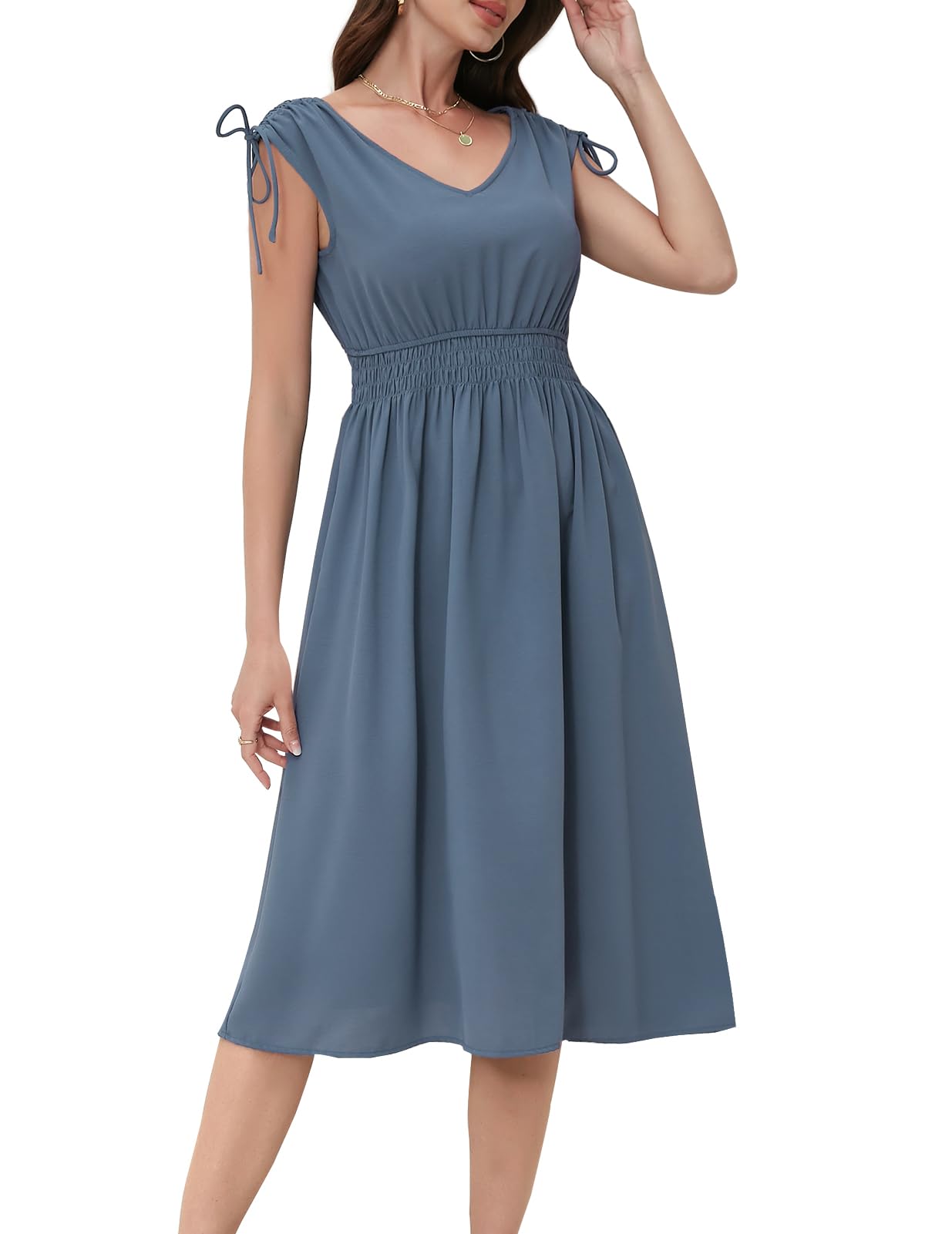 Women's Midi Summer Dress - Denim Blue M-image-5c877a50-2103-4b39-92ae-ac593ac399f6-109094