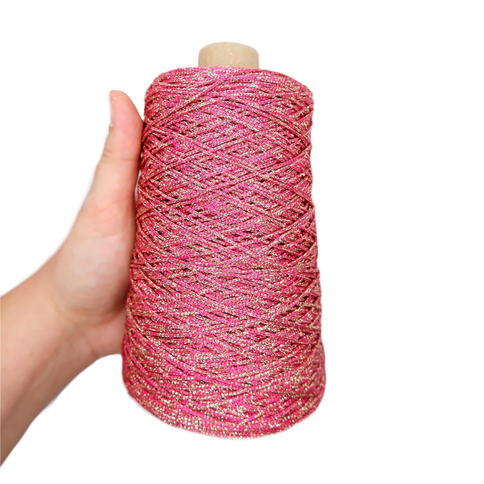 Lamé Cuquillo Yarn with Lurex - Fuchsia and Gold-image-cfc870fa-0ed0-46a7-a8db-c6923208f6c7-110869
