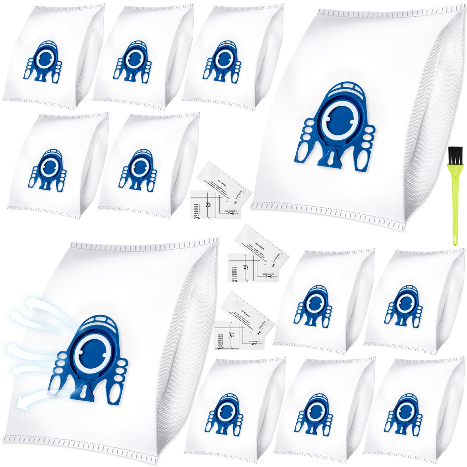 12 Pack Vacuum Cleaner Bags for Miele GN with 6 Filters & Brush, Compatible with Classic C1 C2 C3 S227 S2000 S5000 S8000 Series