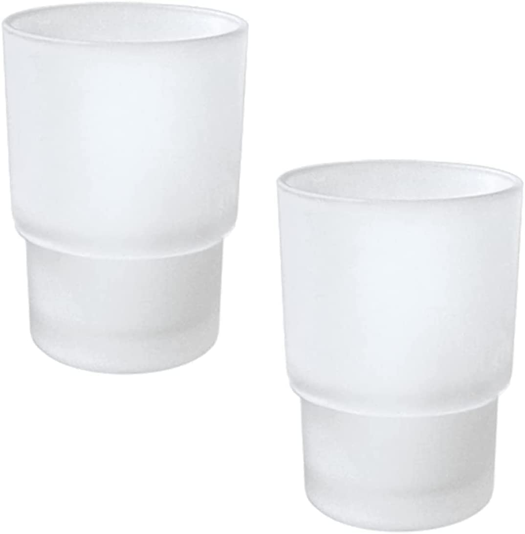 Toothbrush Holder Cup Set - Frosted/Transparent Glass Tumblers for Wall Mount, 2 Pcs Bathroom Accessory-image-a9117ebc-6102-49c7-9259-0b50d8d08da6-68349