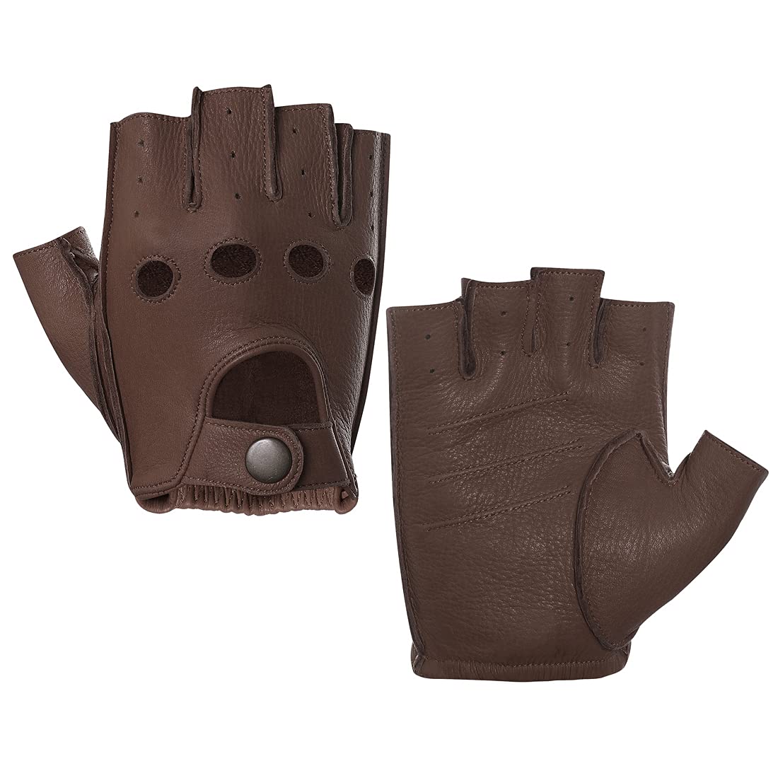 Men's Leather Fingerless Driving Gloves - Brown XL-image-3ef8bad3-5544-49e7-b1c4-194b8e2fc0e8-111637