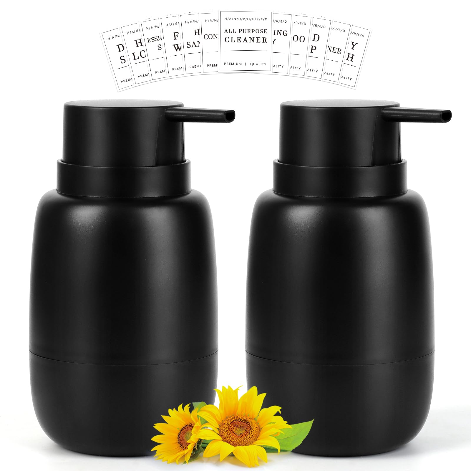 Topsky 500ml Black Soap Dispensers with Rustproof Pumps - 2 Pack for Kitchen & Bathroom-image-0d9678c8-5210-40cb-82e2-0d6c05cd5d36-55653