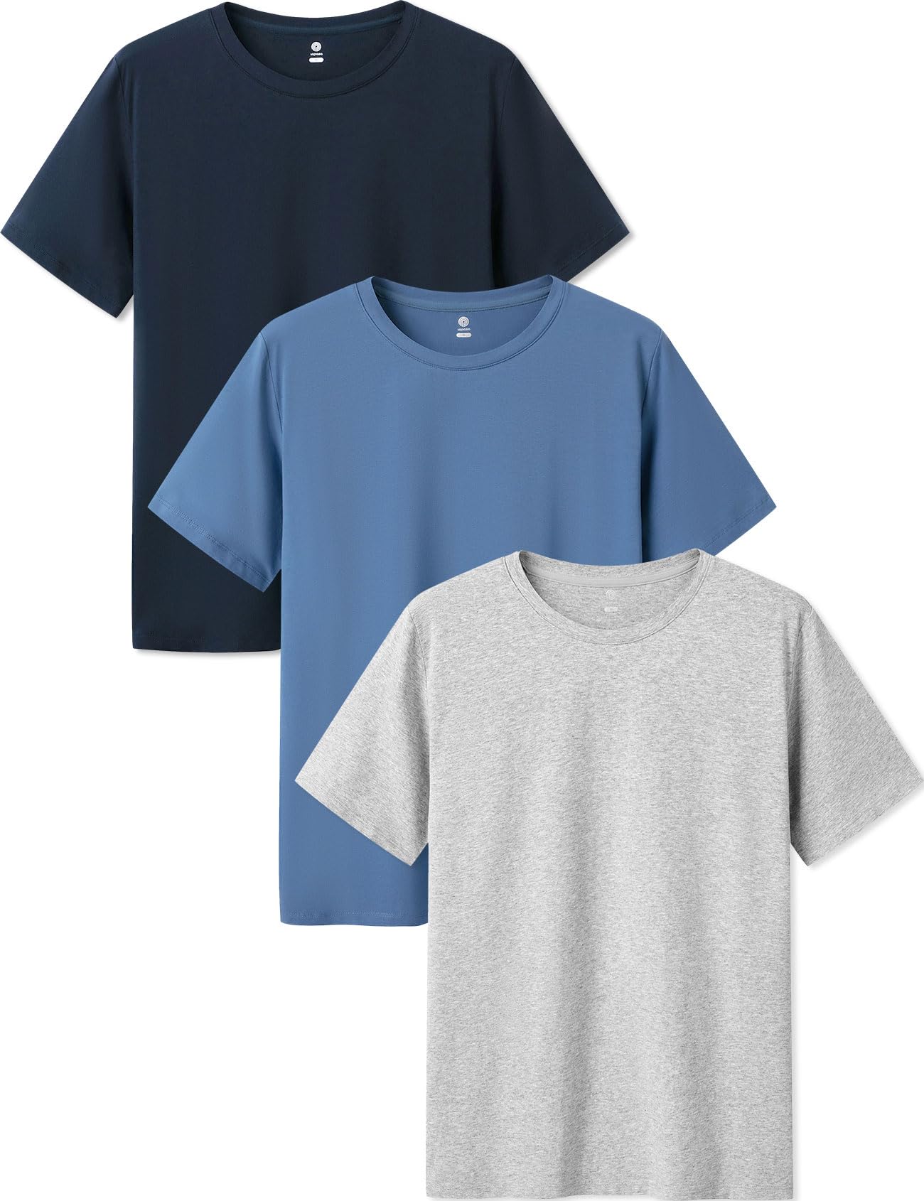 Men's 3 Pack Cotton Undershirts - Size L Grey/Blue/Navy-image-4d7c58ec-9806-4b32-b4ba-e971e2787a95-93315