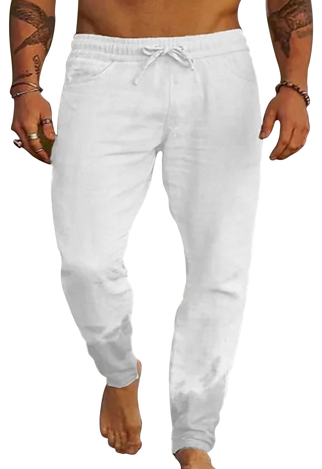 Men's Linen Trousers Casual with Pockets - White S-image-594bf6b3-30bb-4f84-8d7d-f54868128367-91233