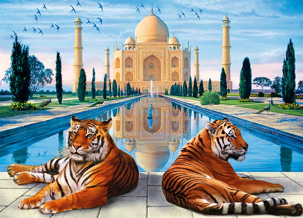 Meecaa Paint by Numbers Kit - Taj Mahal & Tiger Design, Ideal for Adults & Beginners, 16x20 inch Canvas-image-6720bfae-2a25-46d6-9e78-43479c974cbe-67808