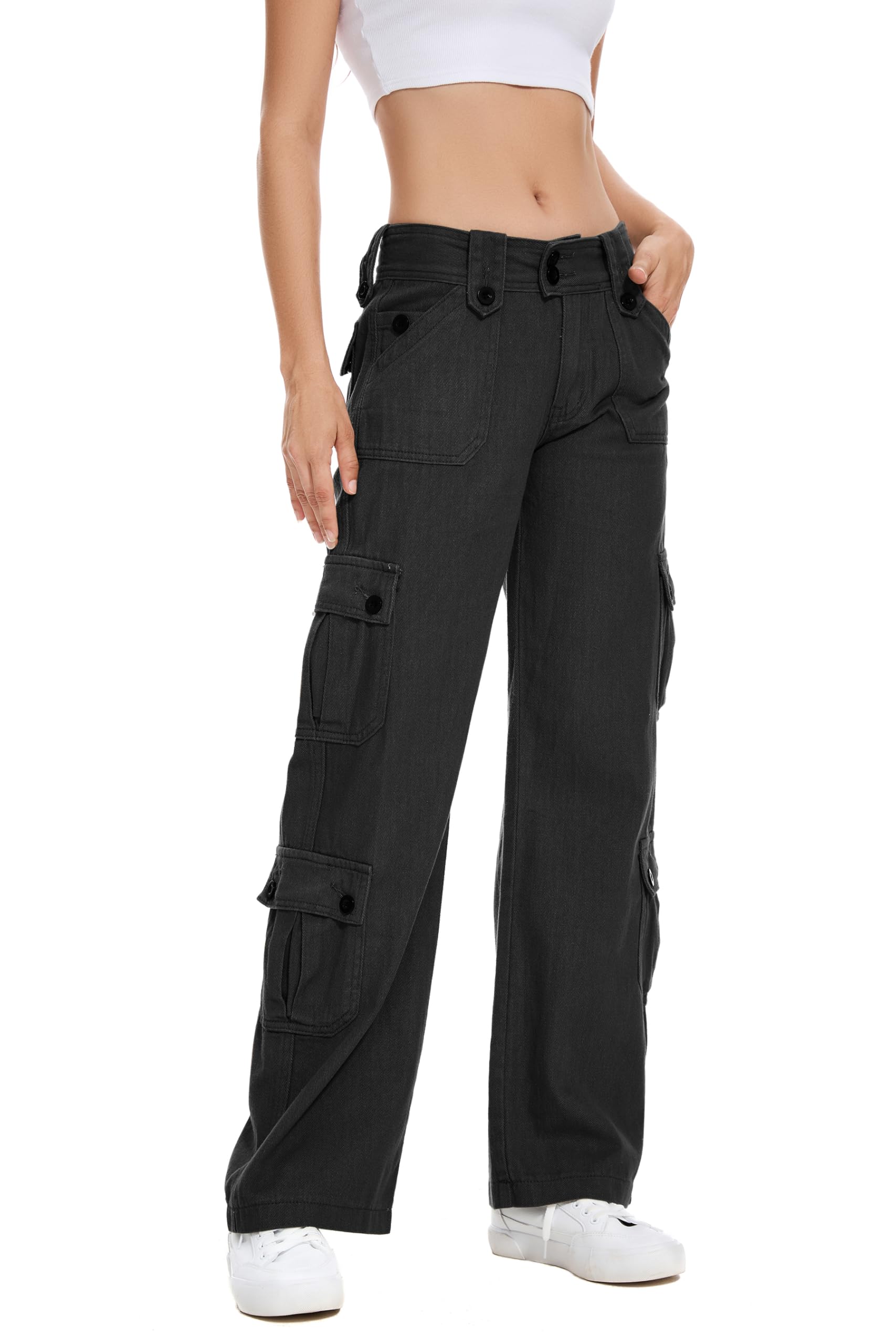 Women's Cargo Jeans - Black L