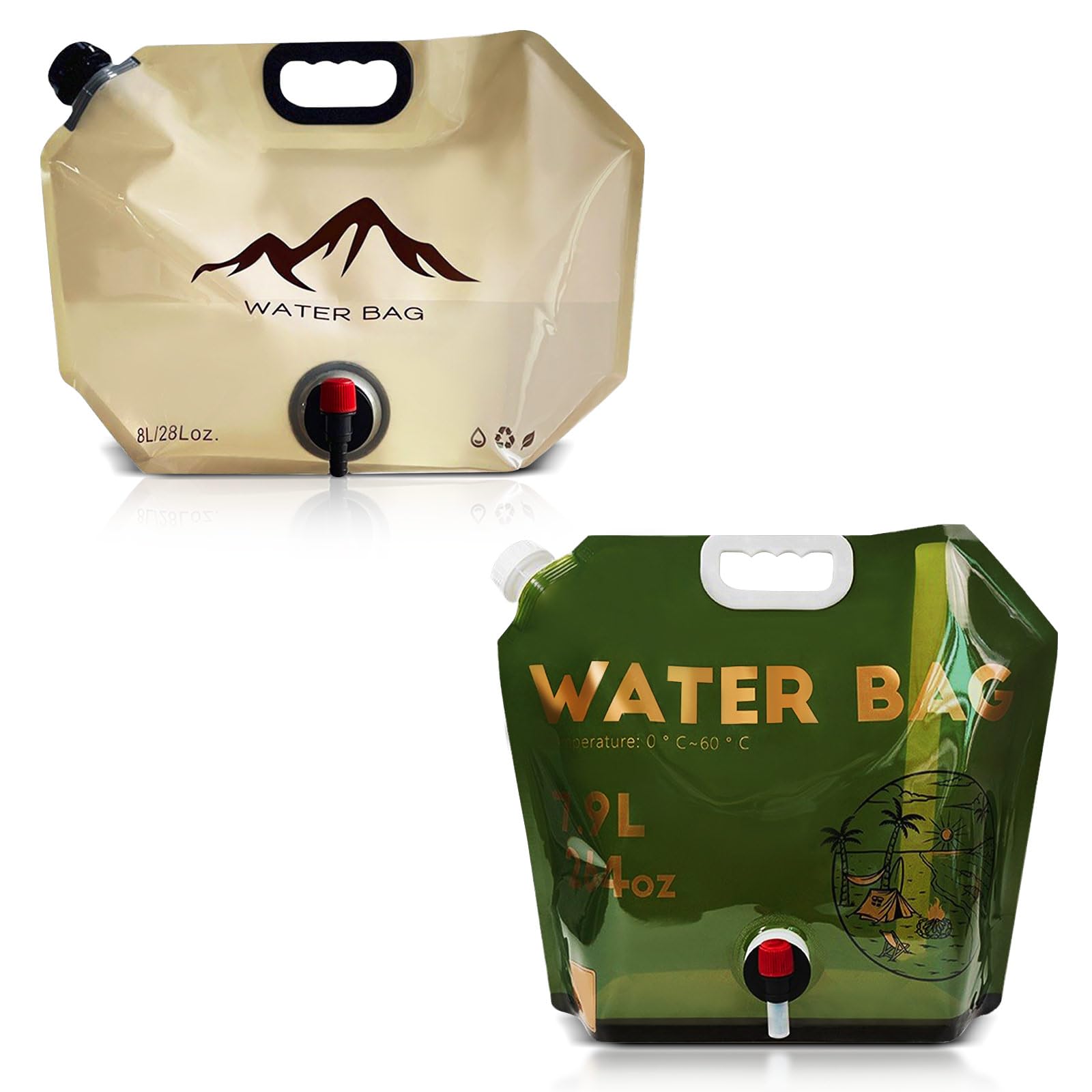 8L Collapsible Camping Water Container Bag with Spigot - Green/Khaki-image-2e85a3e7-9fcb-4b84-9bbd-5701229276fa-53414