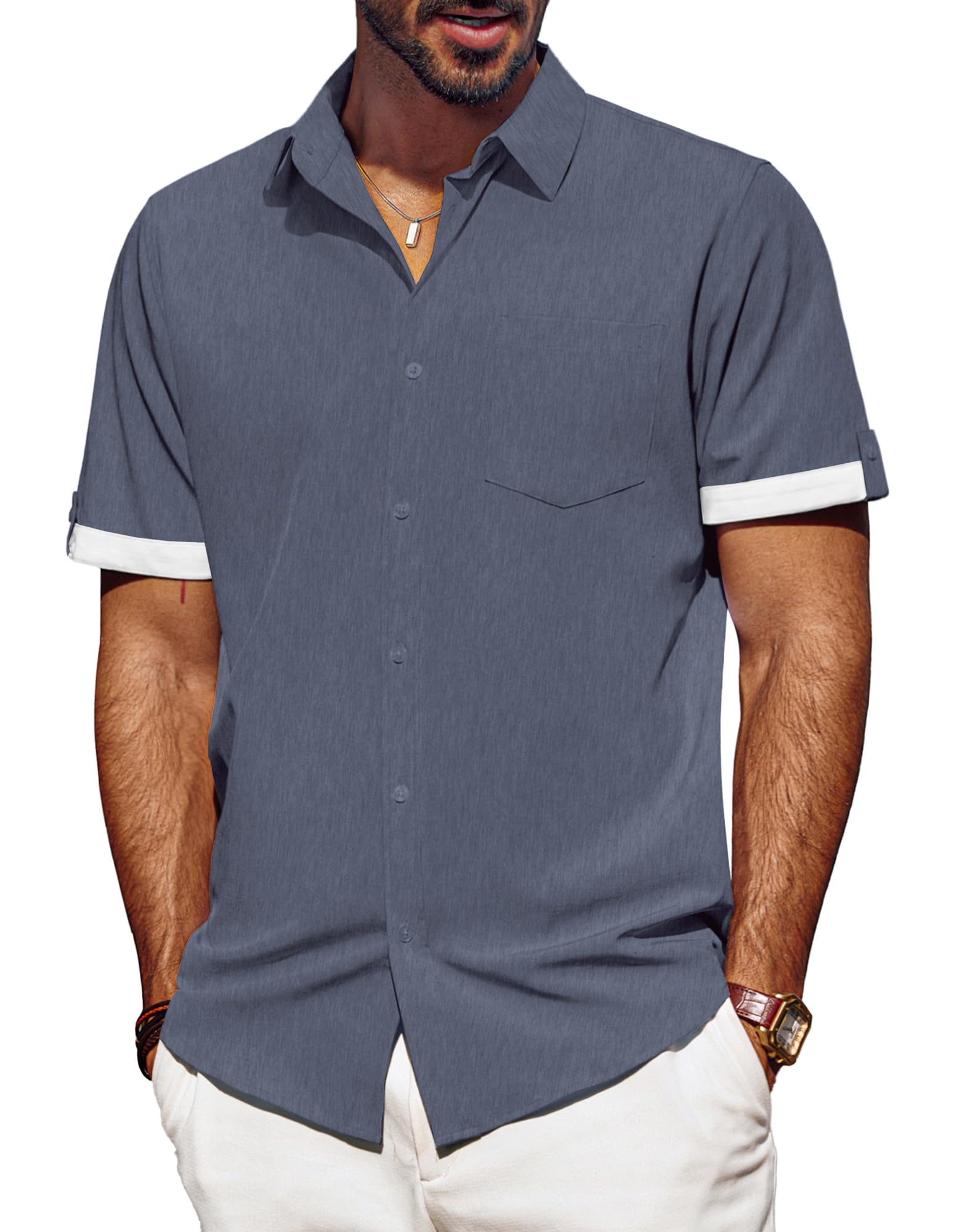 Men's Short Sleeve Work Shirt - Blue Grey S-image-920e7337-5c08-46cf-8d00-8aceb86c6172-84405