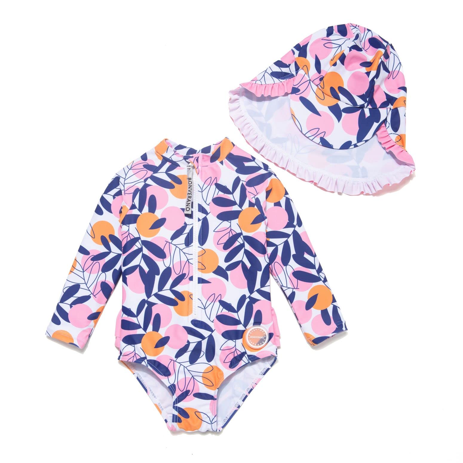 Baby Girl Swimsuit with Sun Hat - Orange Circle 9-12M-image-1c5bf770-ccc0-4a15-9148-b2b5ed4d93c7-88686