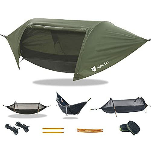 Lay Flat Night Cat Camping Hammock Tent With Mosquito Net And Rain