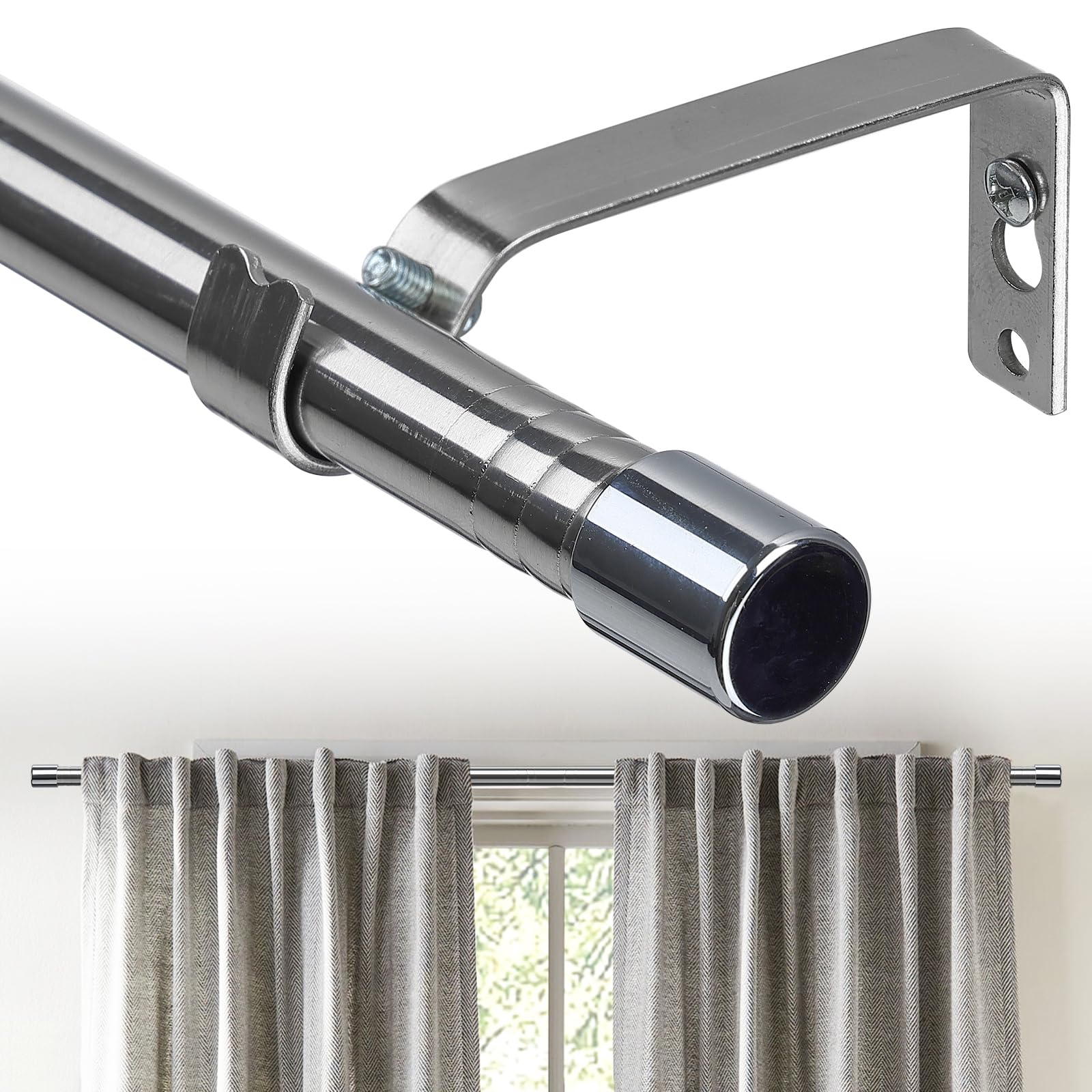 Stylish Silver Curtain Pole 76-157 cm, Heavy Duty Metal Rod with Brackets for Home Décor-image-8da0d170-fef7-4d3f-854c-8e0213be7d41-67732