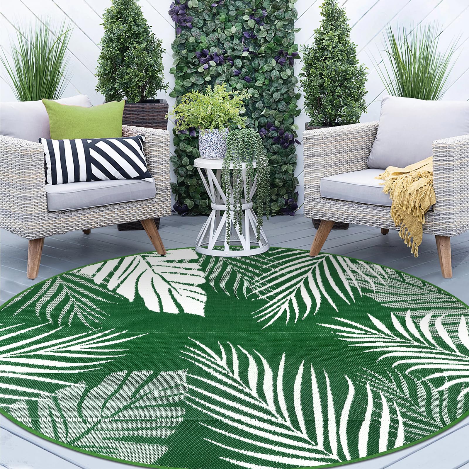Round Outdoor Rug Waterproof - Green 240cm-image-abf2424d-e545-45f2-924c-49d7fd99e591-105794