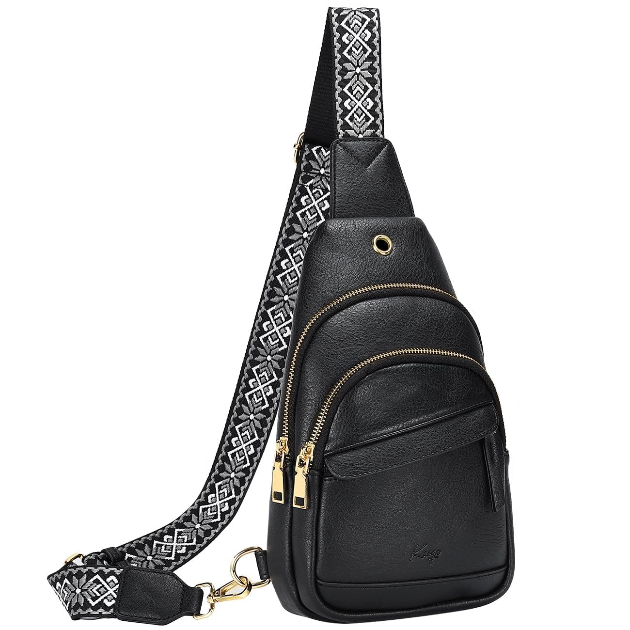 Women's Vegan Leather Sling Bag - Black Noir-S-image-187632f1-b1b1-452b-89b4-bd7a07114b7d-117019