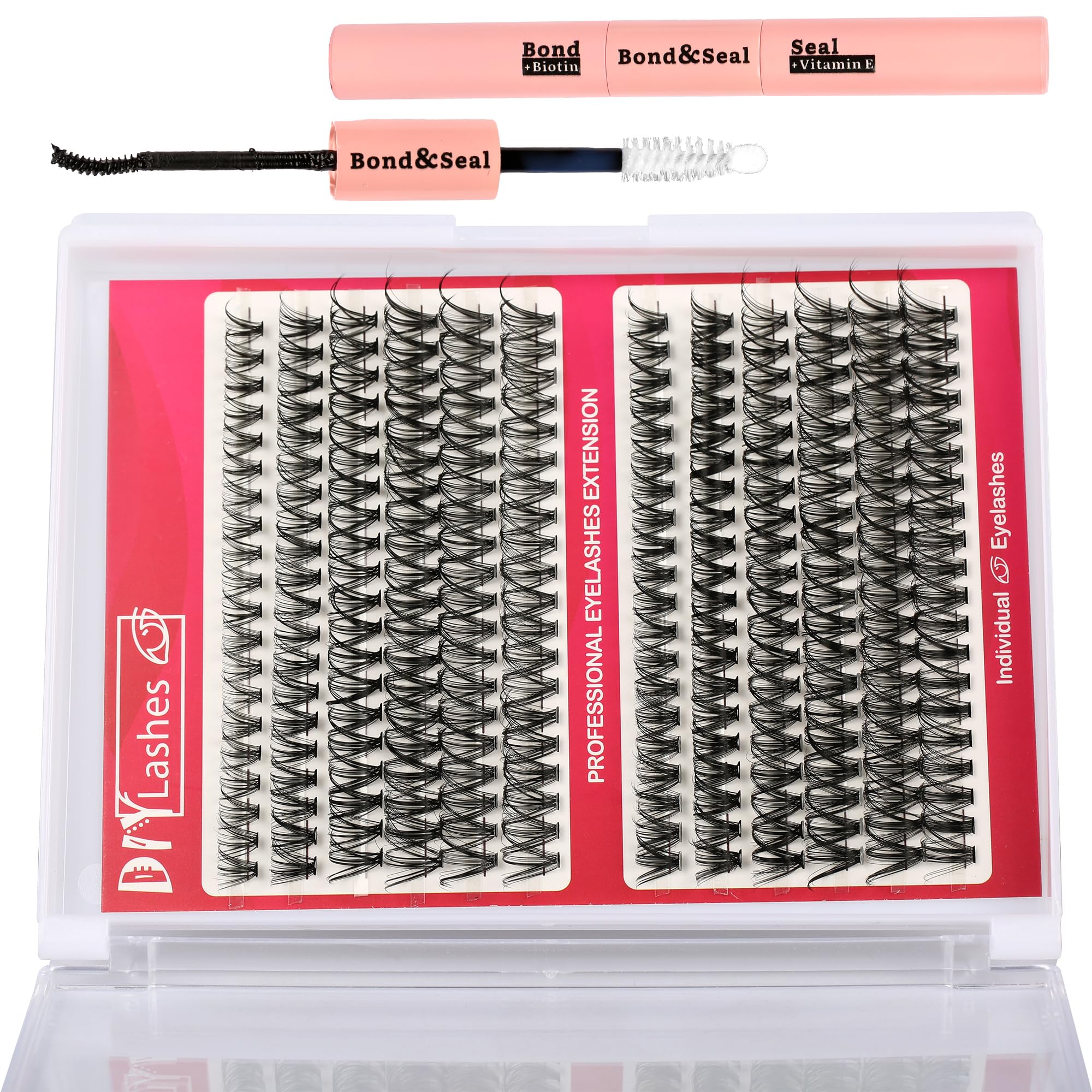 DIY Professional Wide-stem Cluster Lashes Kit with Bond & Seal Glue, 144pcs (8-16MM) - Easy Home Application-image-b62c9738-6b81-4db4-9dc1-0d4749afadaf-48519